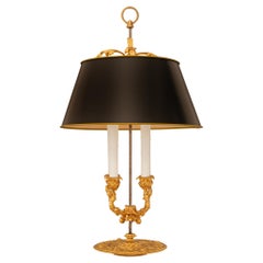 French 19th century Louis XVI st. Ormolu and Tole Bouillotte lamp