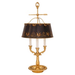  French 19th Century Louis XVI St. Ormolu and Tole Bouilotte Lamp