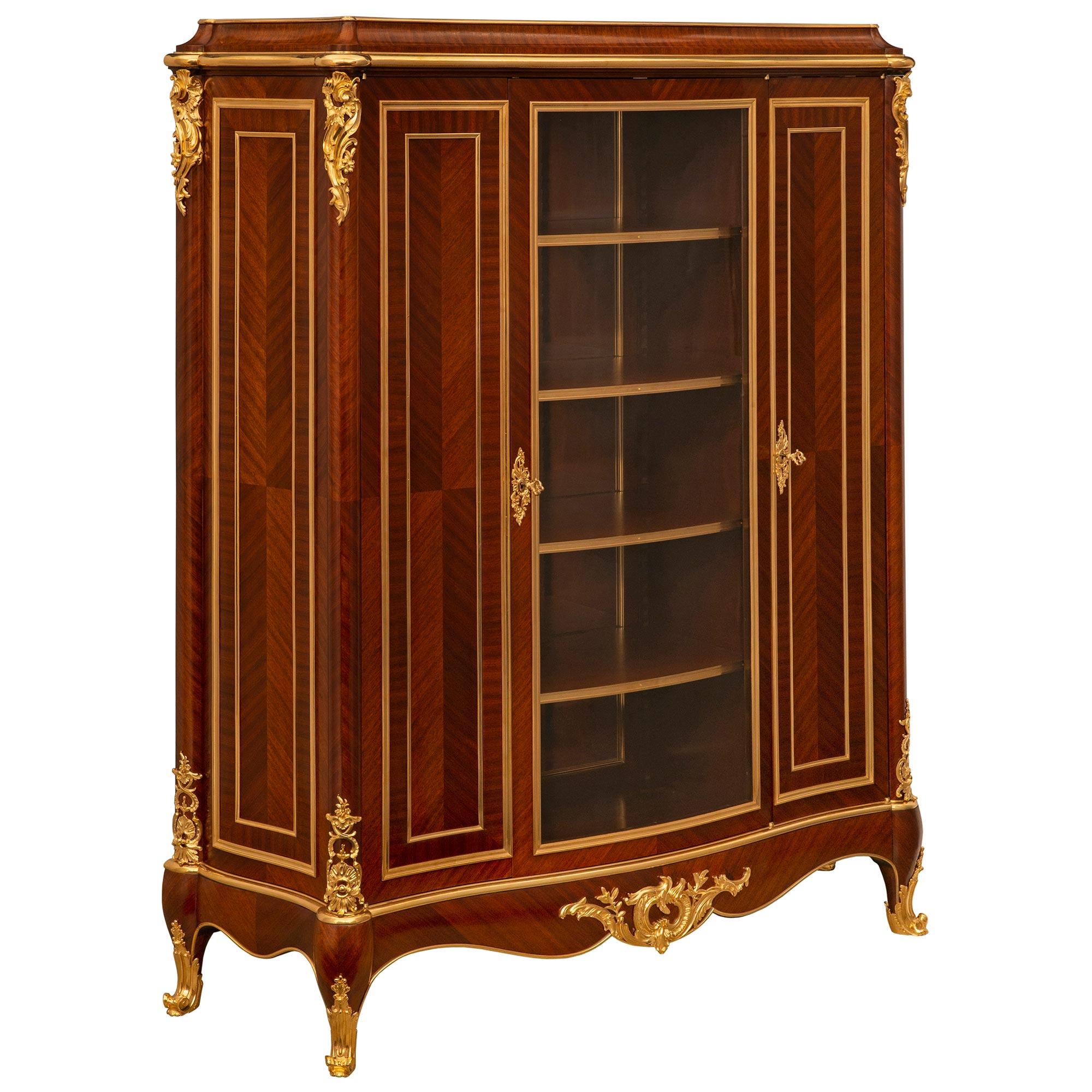 French 19th Century Louis XVI St. Ormolu And Tulipwood Cabinet/Vitrine In Good Condition For Sale In West Palm Beach, FL