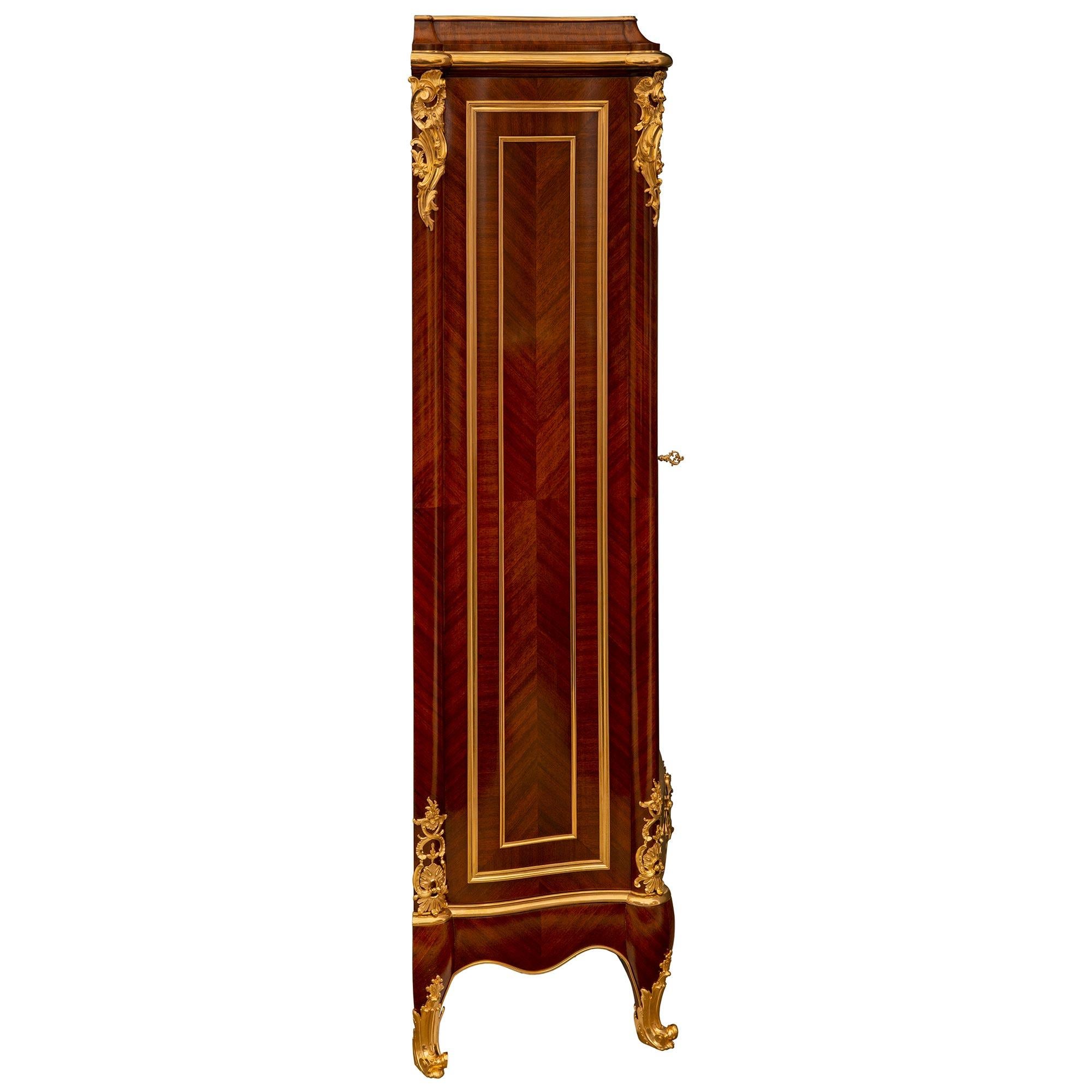 Glass French 19th Century Louis XVI St. Ormolu And Tulipwood Cabinet/Vitrine For Sale