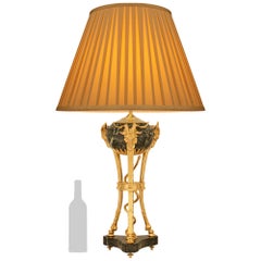 French 19th century Louis XVI st. Ormolu and Verde Antico marble lamp