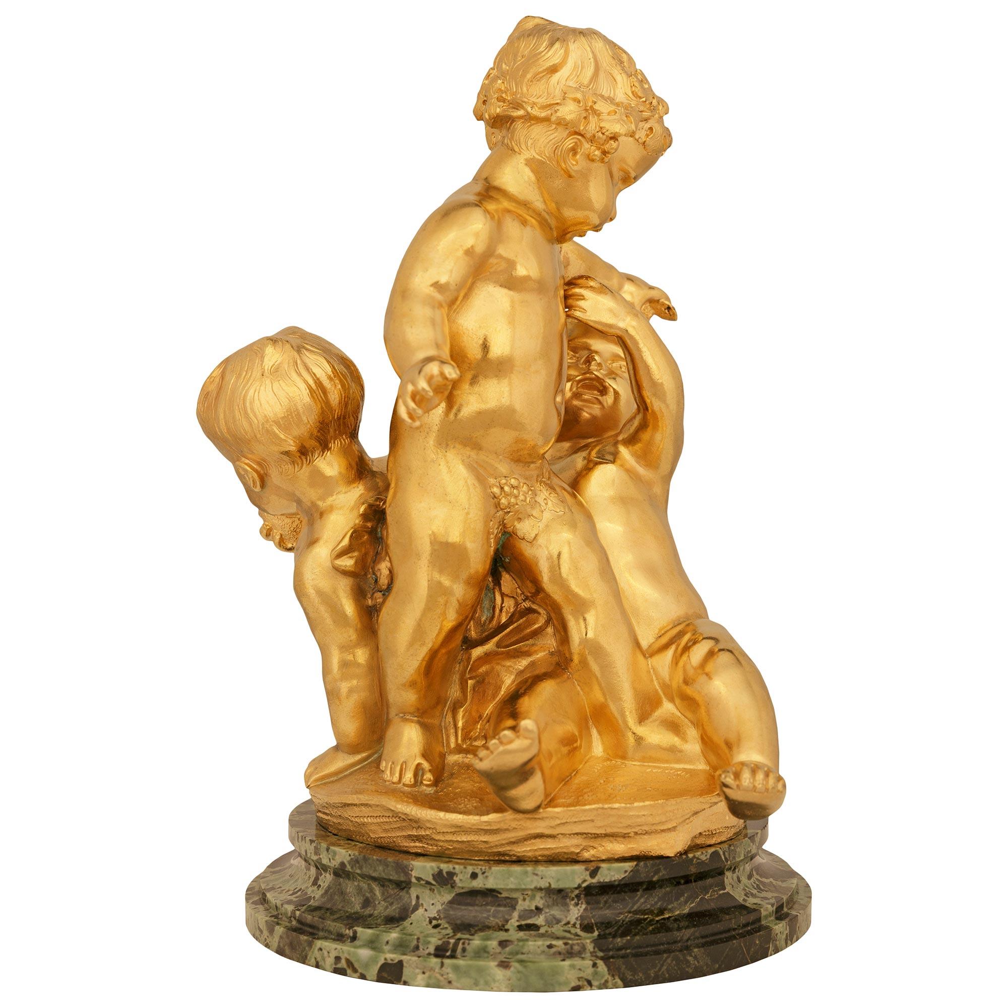 Estatua francesa de Ormolu y mármol Vert de Patricia del siglo XIX, estilo Luis XVI Francés en venta