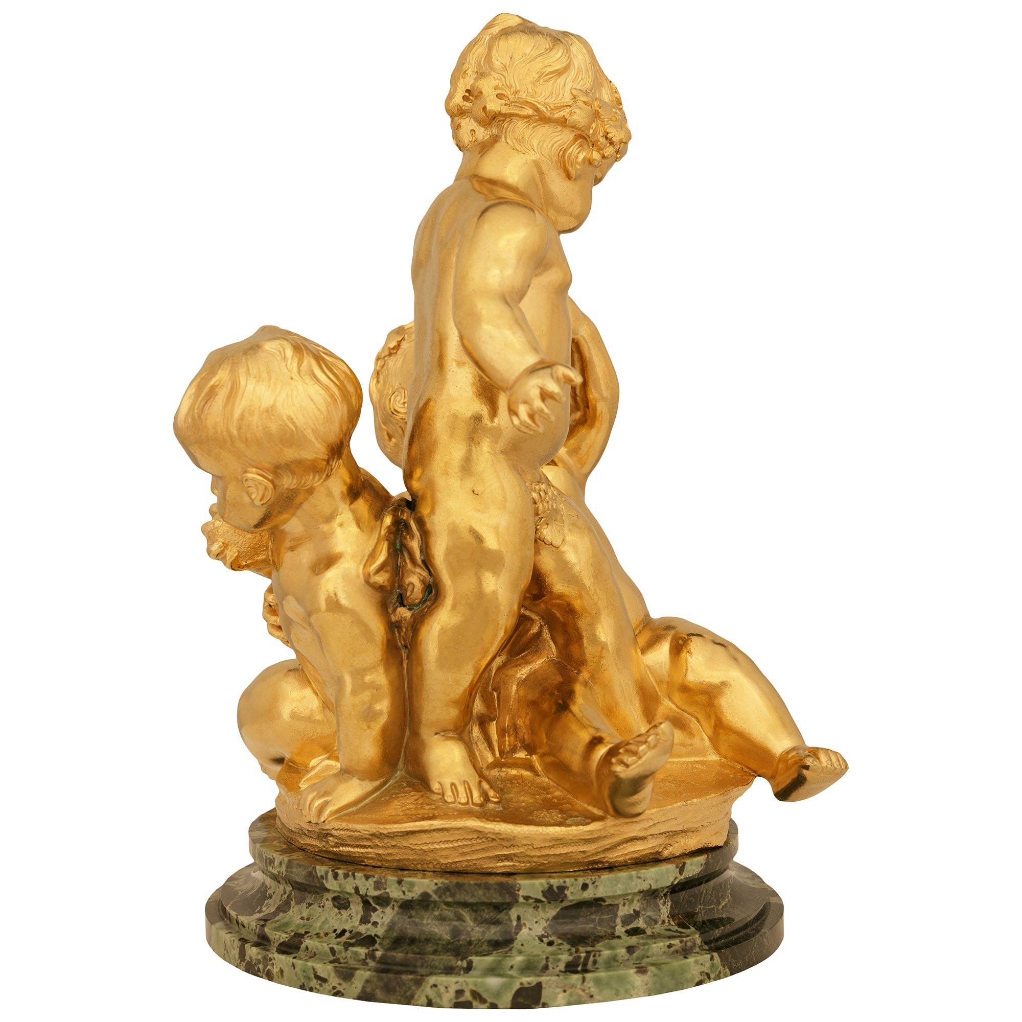 Estatua francesa de Ormolu y mármol Vert de Patricia del siglo XIX, estilo Luis XVI en Bueno estado para la venta en West Palm Beach, FL