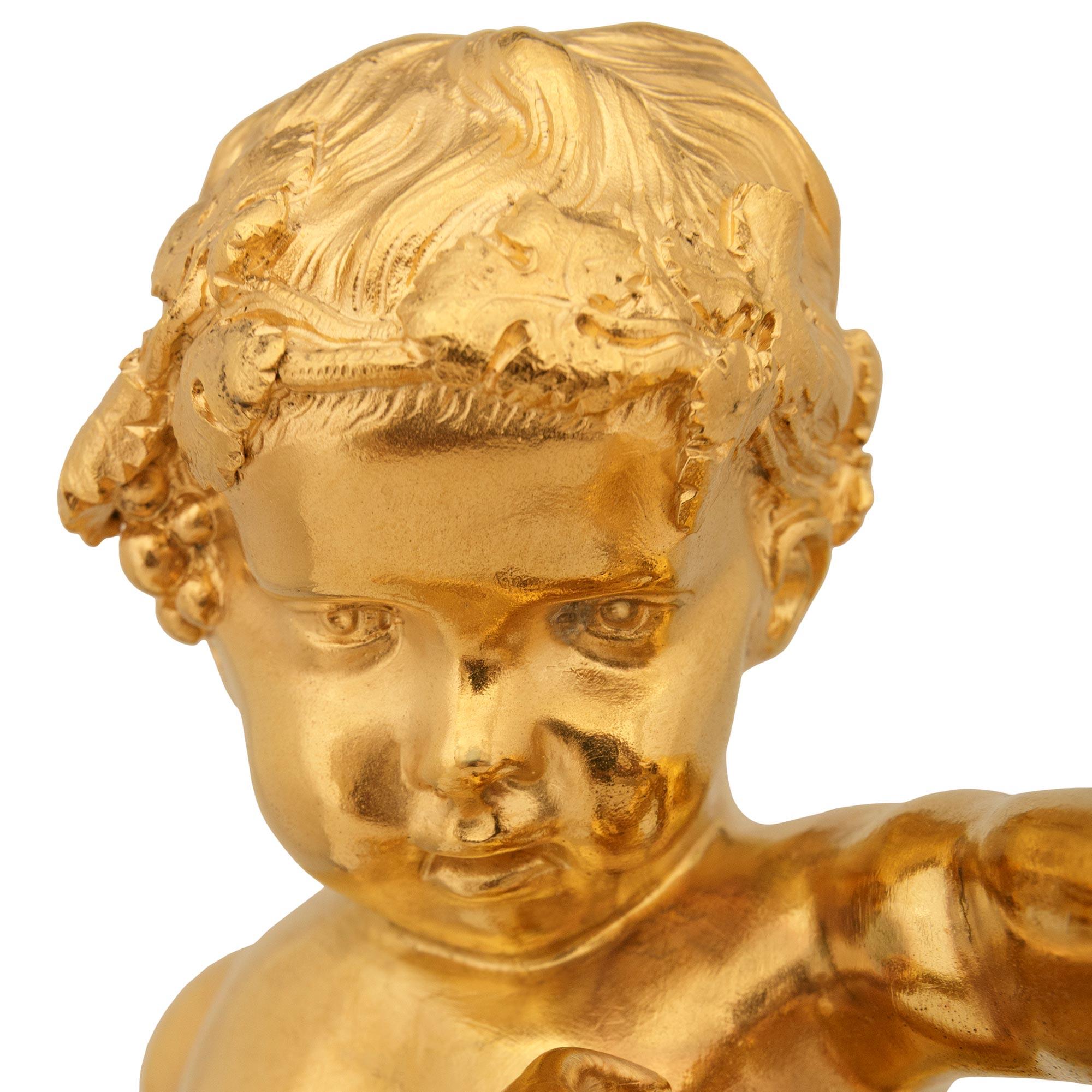 Estatua francesa de Ormolu y mármol Vert de Patricia del siglo XIX, estilo Luis XVI Ormolú en venta