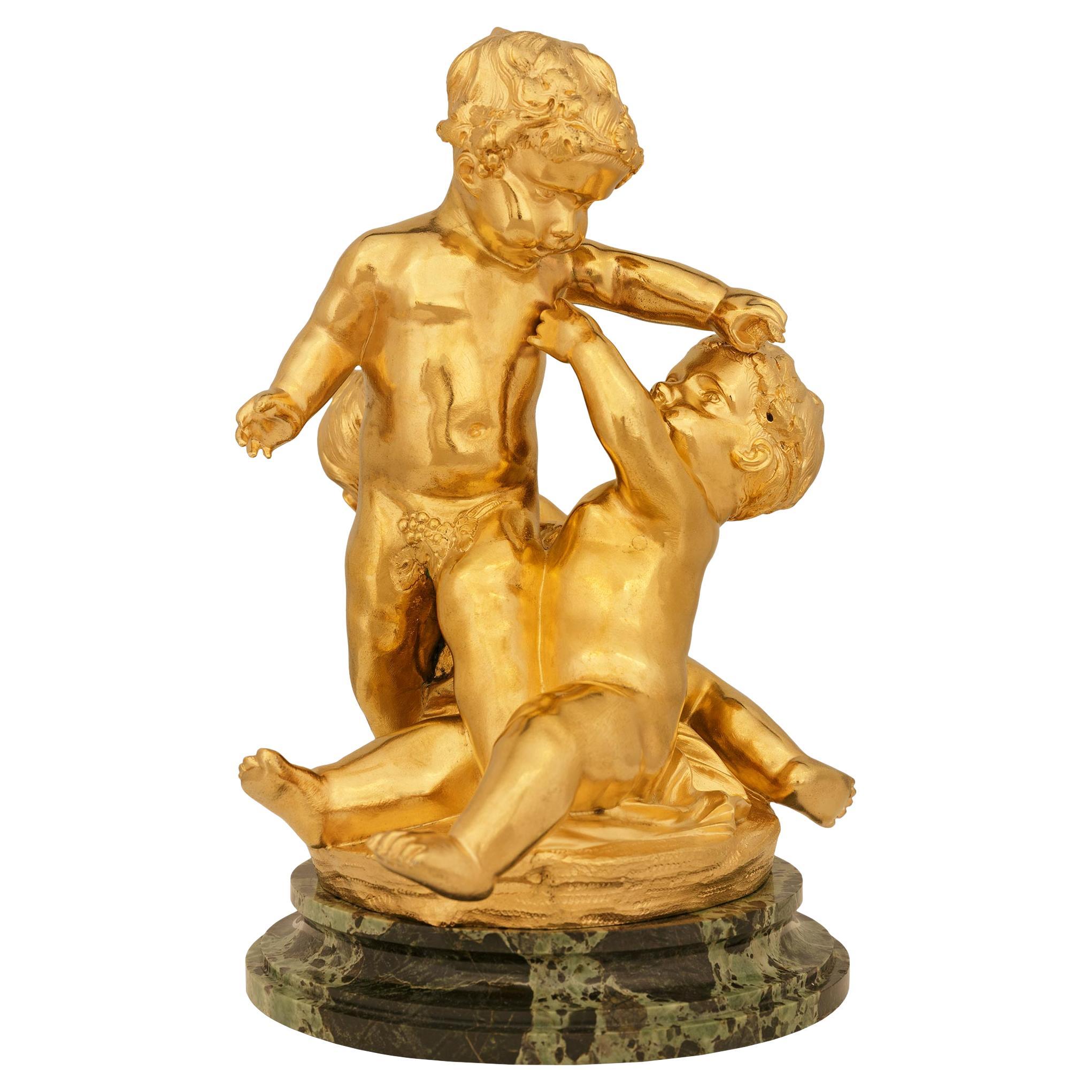 Estatua francesa de Ormolu y mármol Vert de Patricia del siglo XIX, estilo Luis XVI en venta