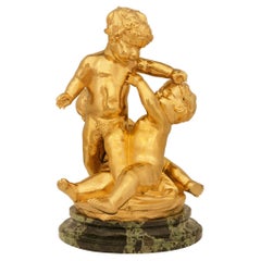 Estatua francesa de Ormolu y mármol Vert de Patricia del siglo XIX, estilo Luis XVI