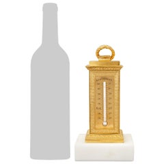 French 19th century Louis XVI st. Ormolu and white Carrara marble barometer
