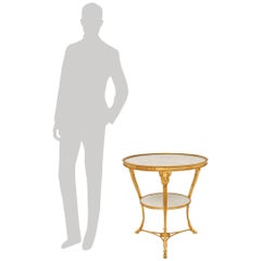 French 19th century Louis XVI st. Ormolu and white Carrara marble Guéridon table