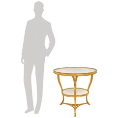 French 19th century Louis XVI st. Ormolu and white Carrara marble Guéridon table
