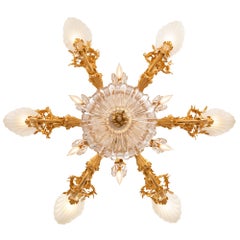 French 19th Century Louis XVI St. Ormolu, Baccarat Crystal and Glass Chandelier