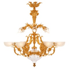French 19th Century Louis XVI St. Ormolu, Baccarat Crystal and Glass Chandelier