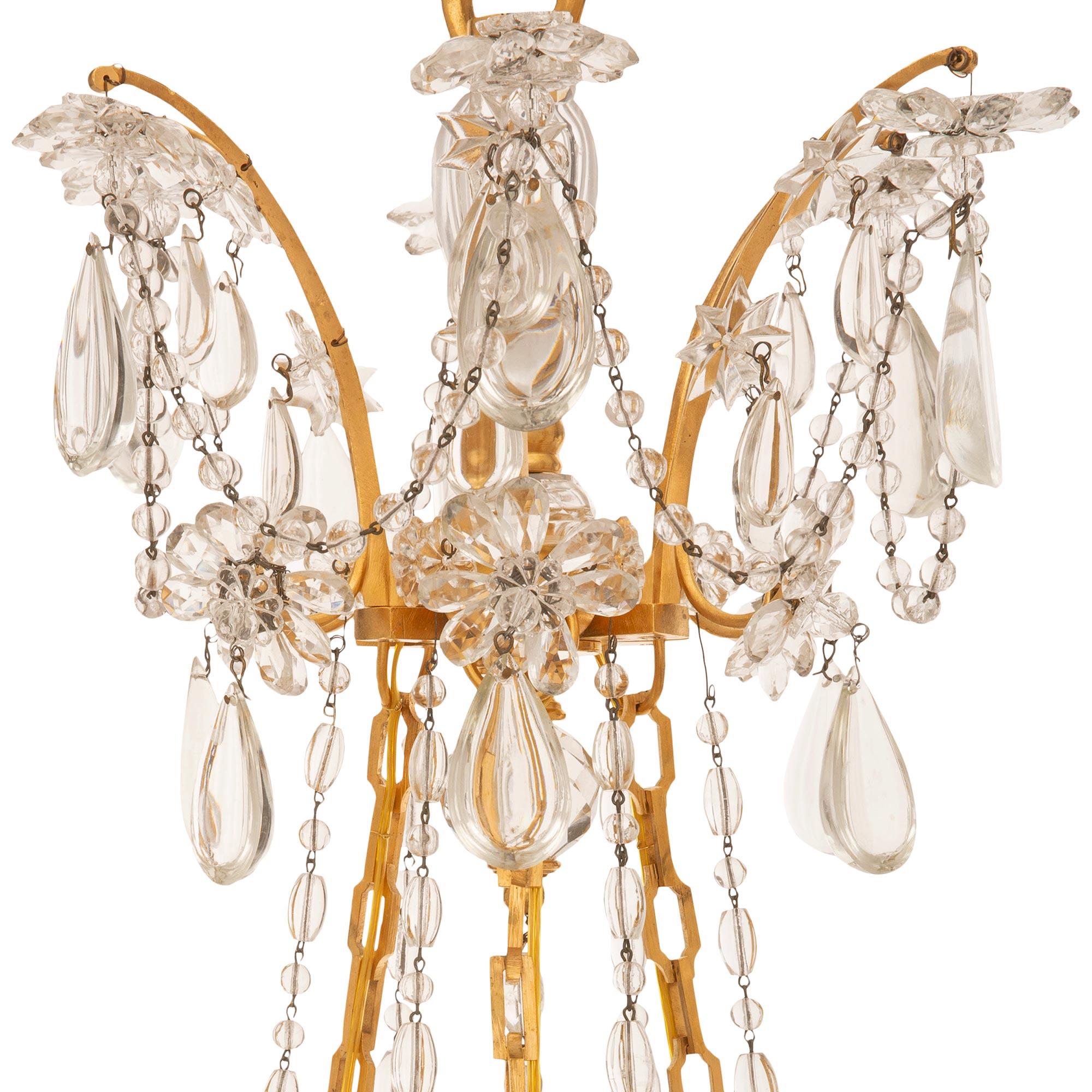 Crystal French 19th Century Louis XVI St. Ormolu & Baccarat Marie Antoinette Chandelier For Sale