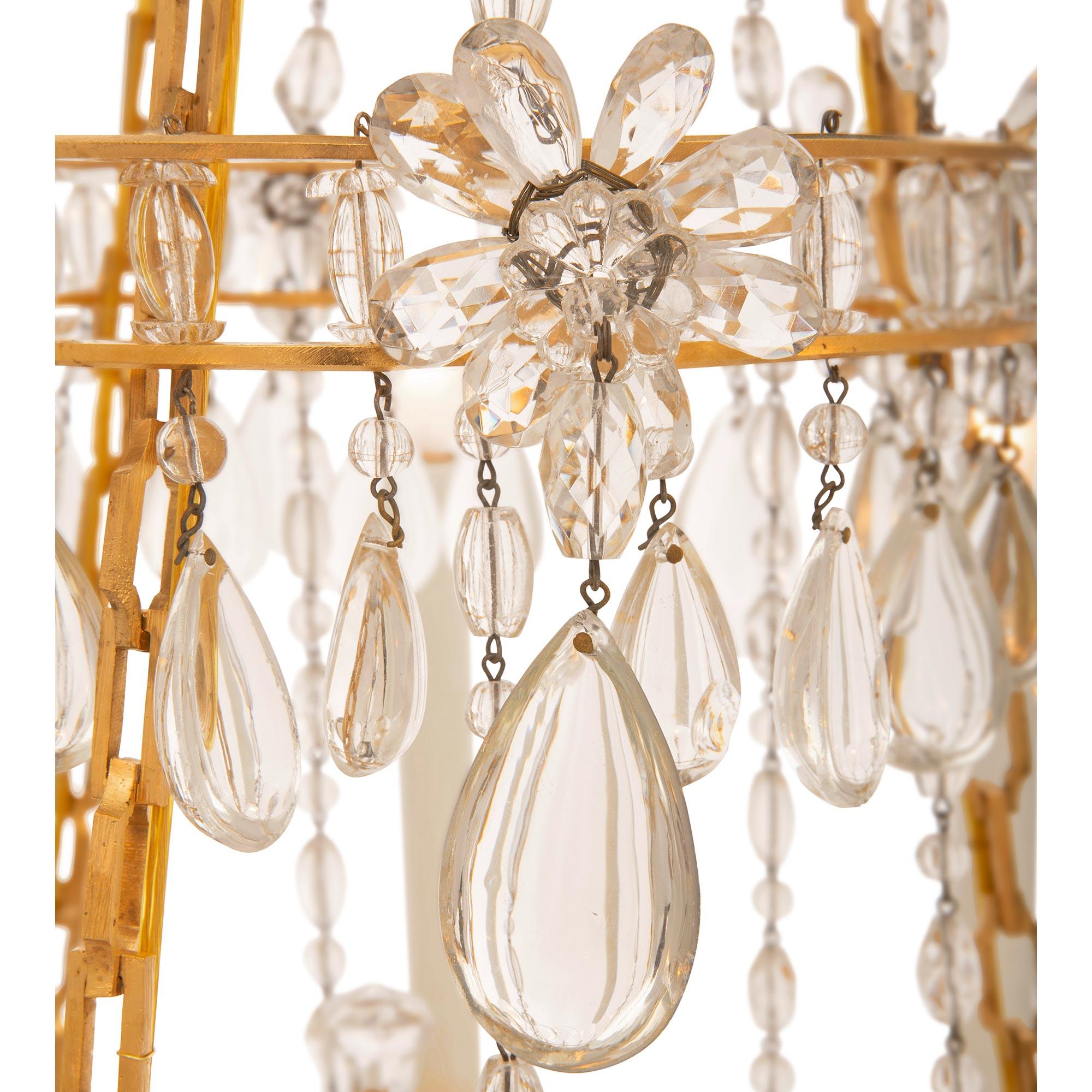 French 19th Century Louis XVI St. Ormolu & Baccarat Marie Antoinette Chandelier For Sale 1