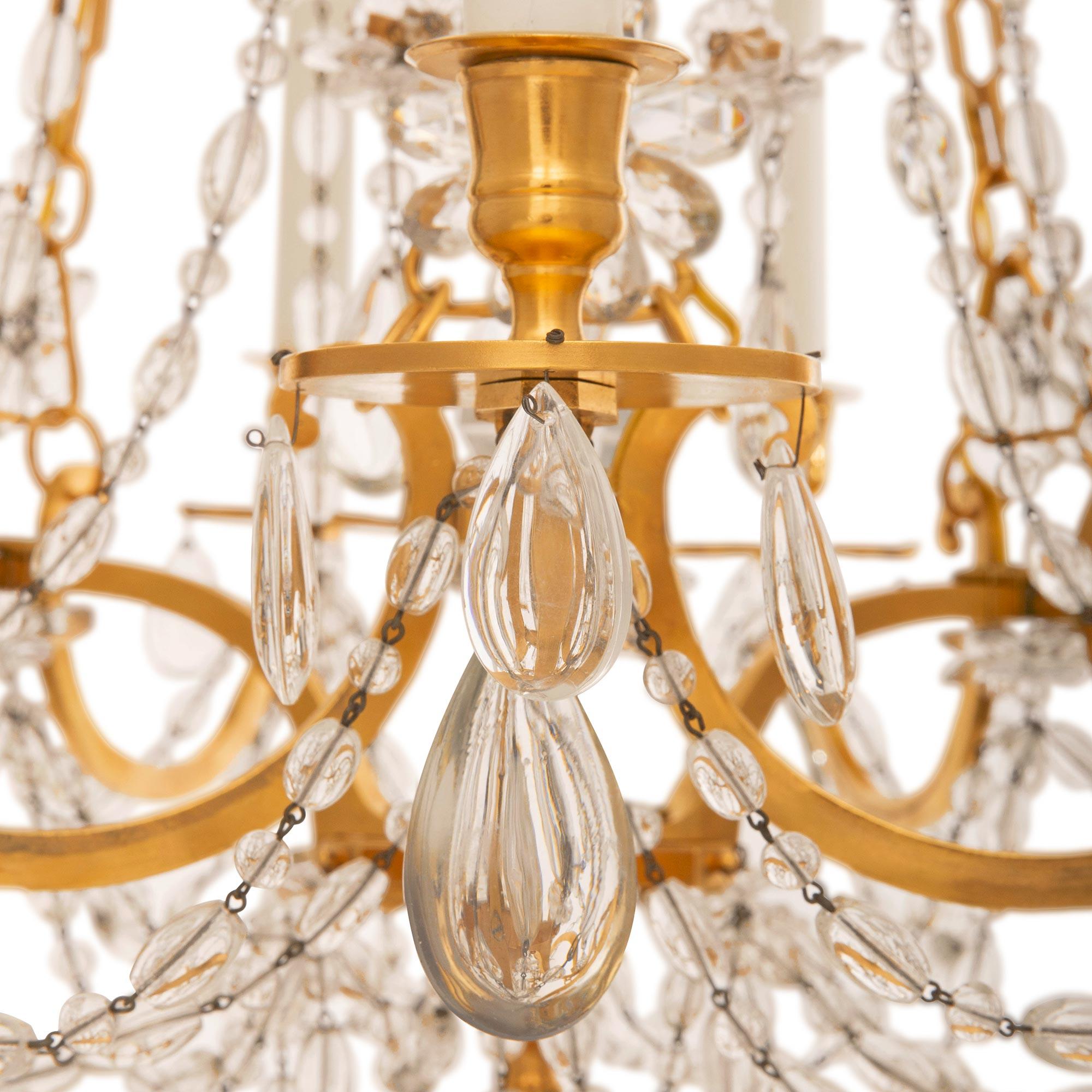 French 19th Century Louis XVI St. Ormolu & Baccarat Marie Antoinette Chandelier For Sale 2