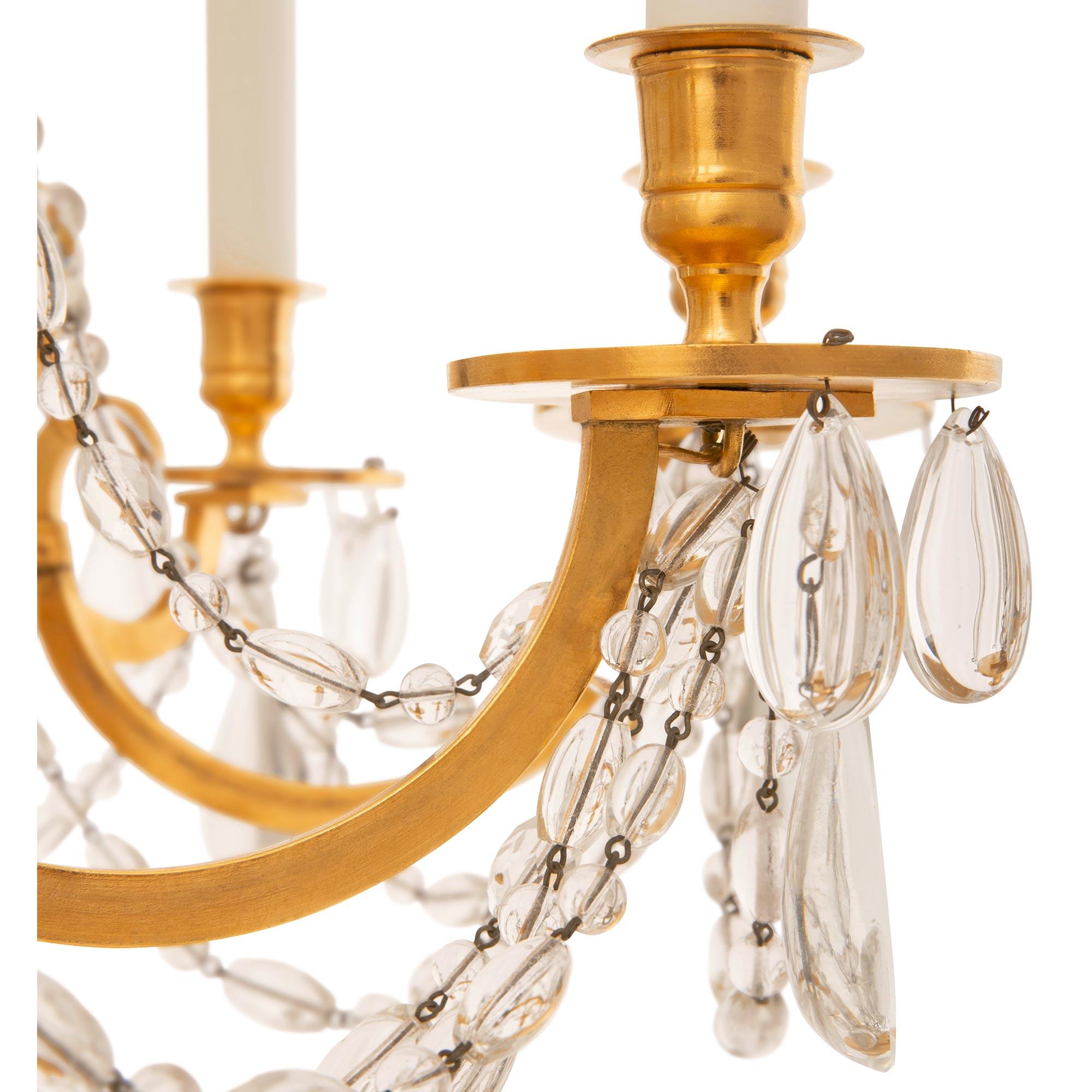 French 19th Century Louis XVI St. Ormolu & Baccarat Marie Antoinette Chandelier For Sale 3