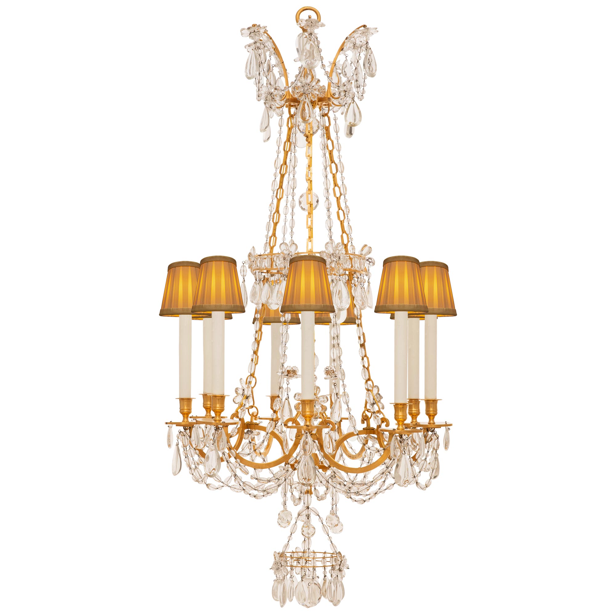 French 19th Century Louis XVI St. Ormolu & Baccarat Marie Antoinette Chandelier For Sale