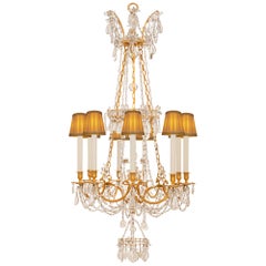 Antique French 19th Century Louis XVI St. Ormolu & Baccarat Marie Antoinette Chandelier