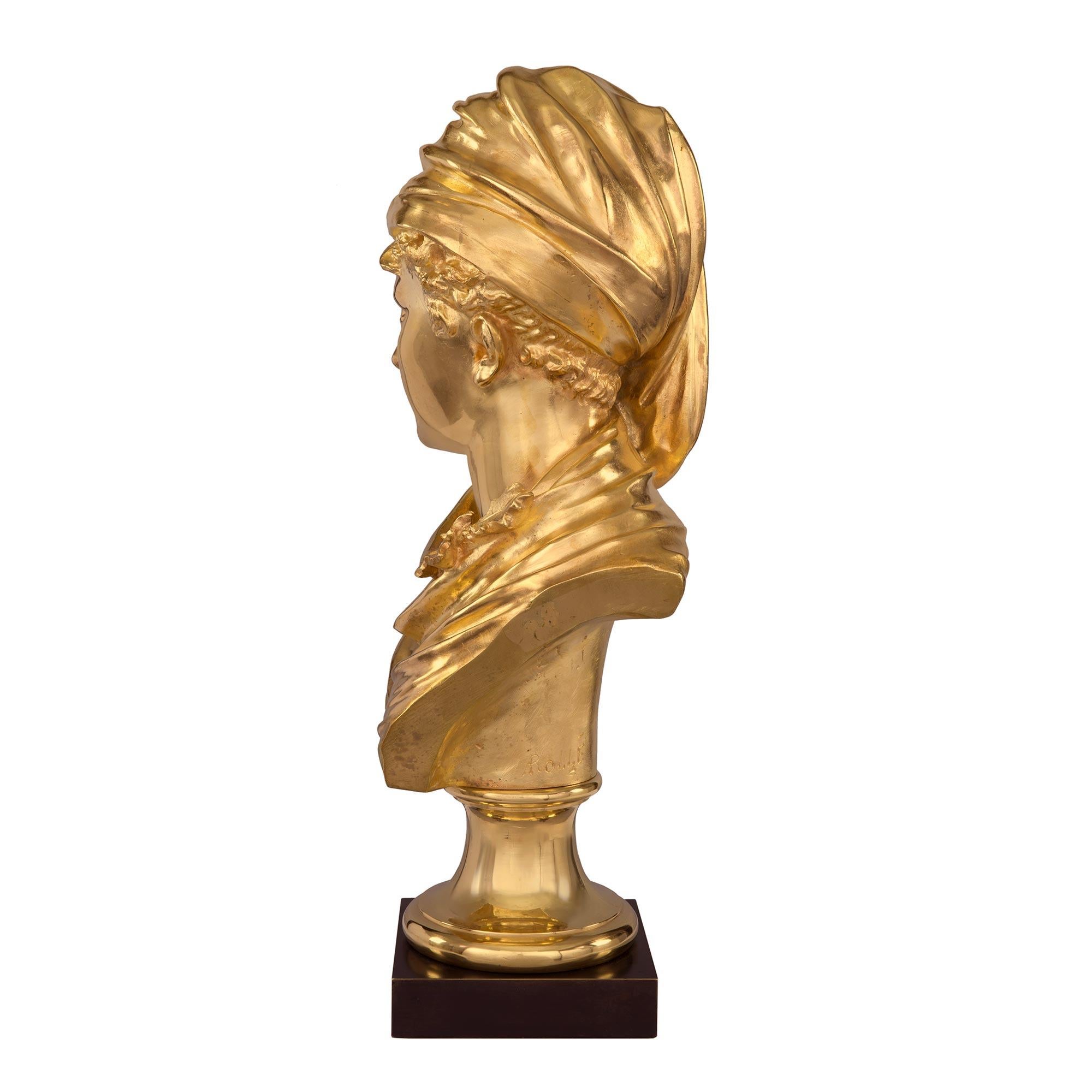 Bronze French 19th Century Louis XVI St. Ormolu Bust of a Young Maiden Signed A. Rollé For Sale