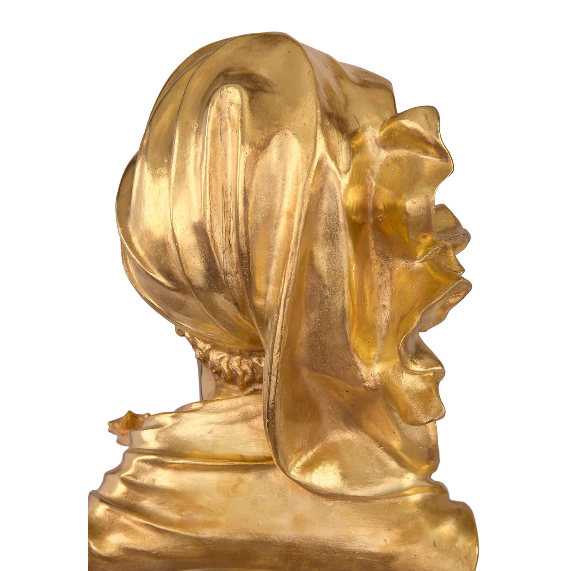 French 19th Century Louis XVI St. Ormolu Bust of a Young Maiden Signed A. Rollé For Sale 2