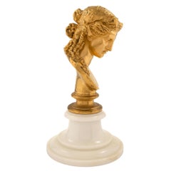 French 19th Century Louis XVI St. Ormolu Bust, Signed F. Barbedienne