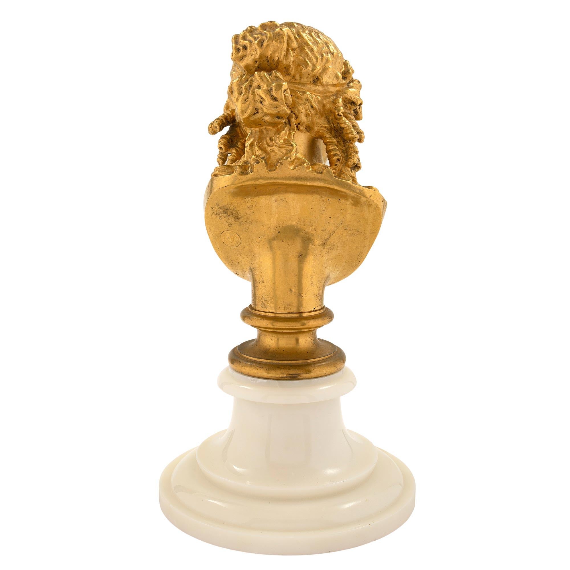 French 19th Century Louis XVI St. Ormolu Bust, Signed F. Barbedienne In Good Condition For Sale In West Palm Beach, FL