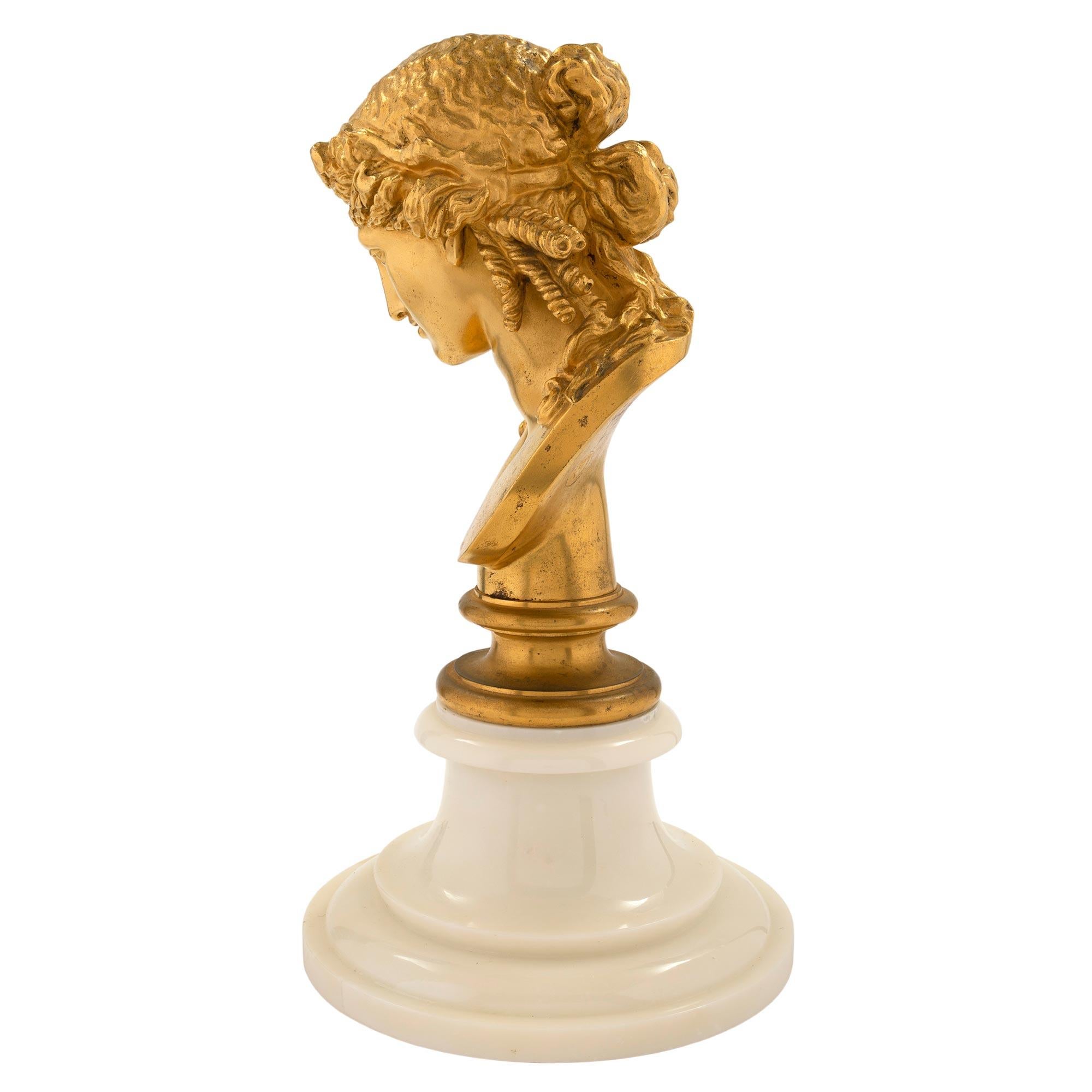 French 19th Century Louis XVI St. Ormolu Bust, Signed F. Barbedienne For Sale 1
