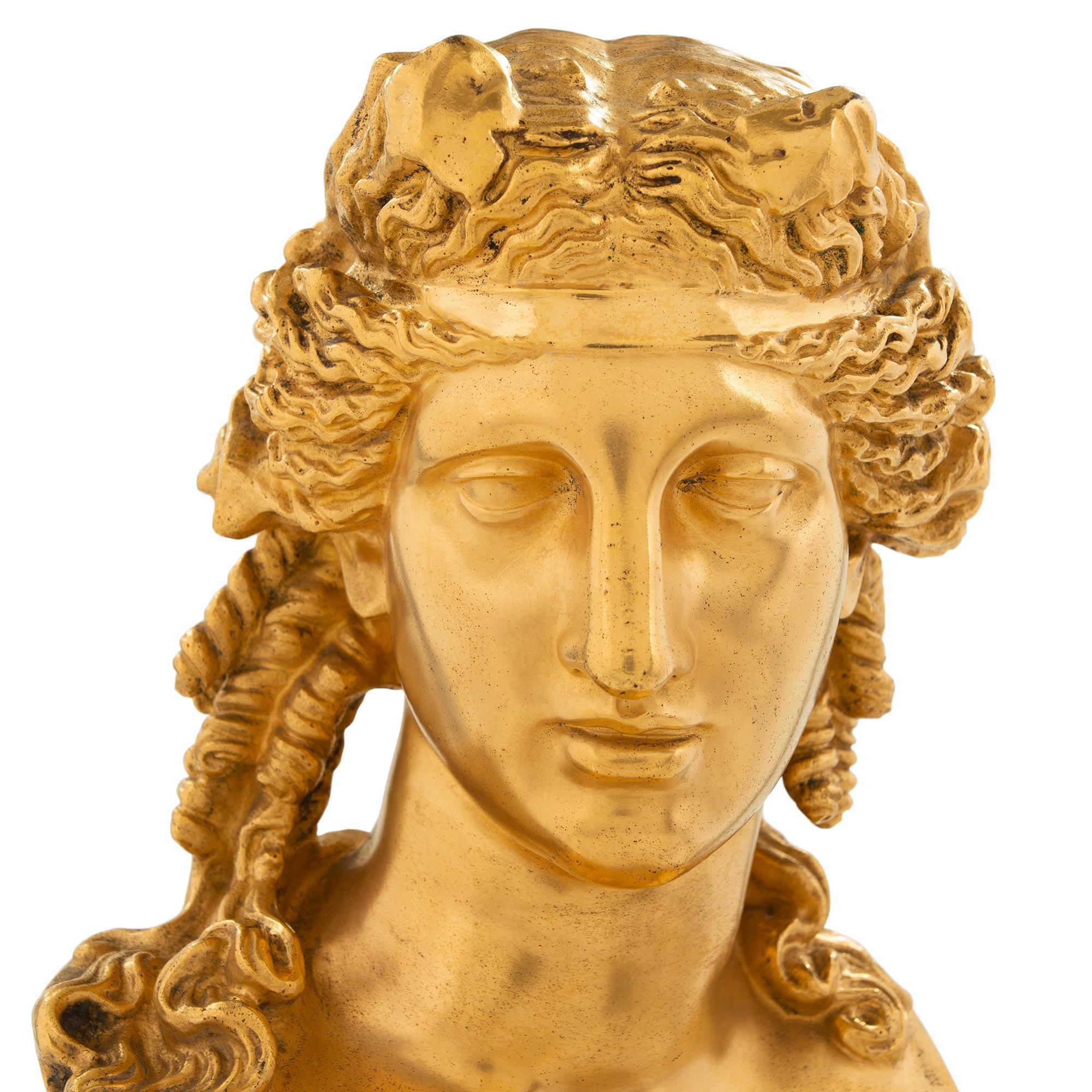 French 19th Century Louis XVI St. Ormolu Bust, Signed F. Barbedienne For Sale 2