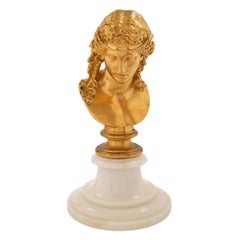 French 19th Century Louis XVI St. Ormolu Bust, Signed F. Barbedienne