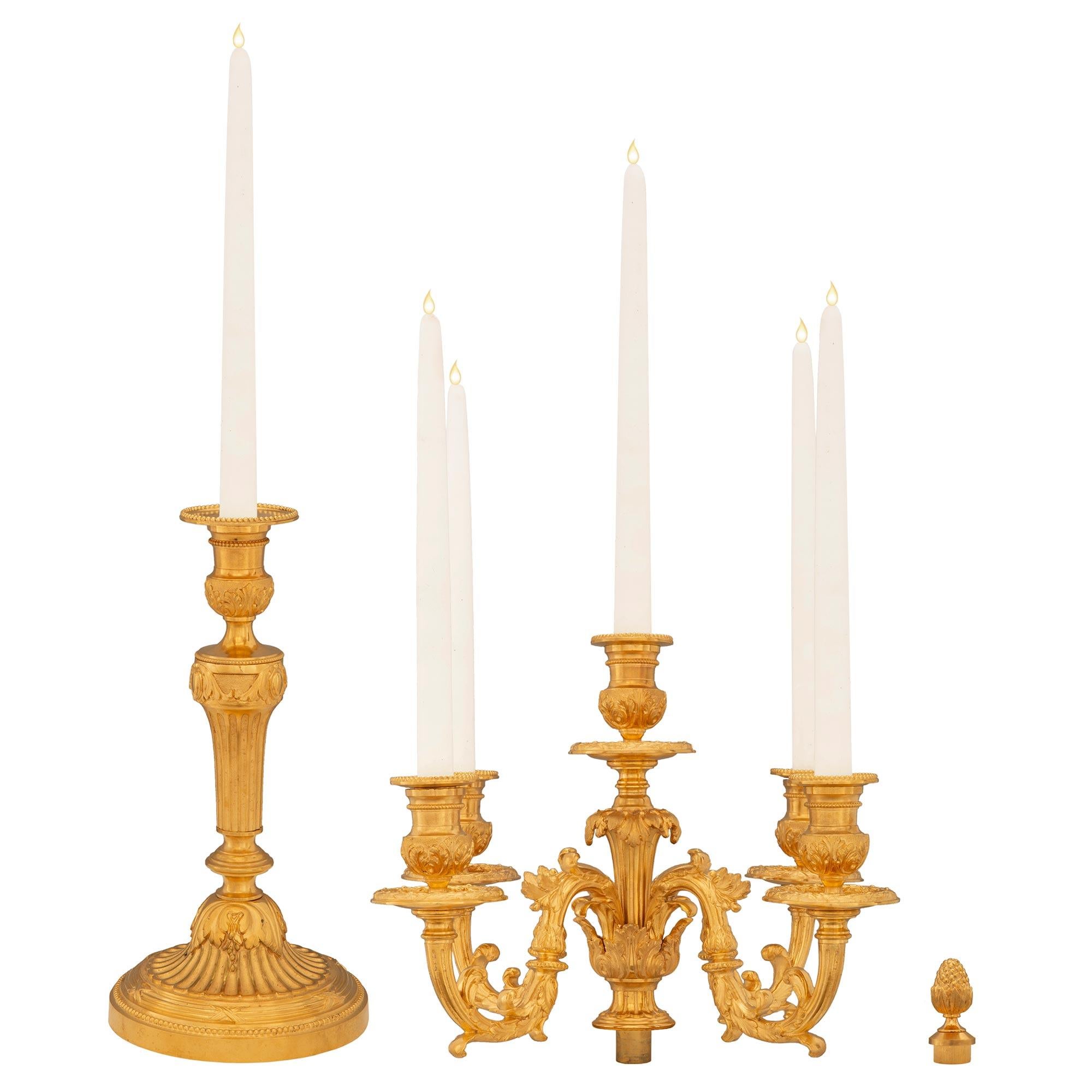 French 19th Century Louis XVI St. Ormolu Candelabras In Good Condition For Sale In West Palm Beach, FL