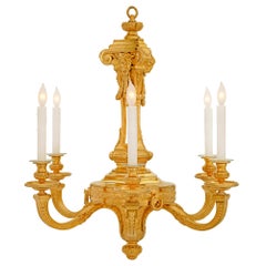 Lustre français du XIXe siècle, style Louis XVI, en bronze doré