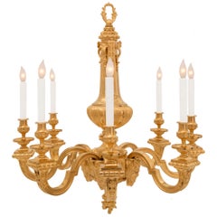 Lustre français du XIXe siècle, style Louis XVI, en bronze doré