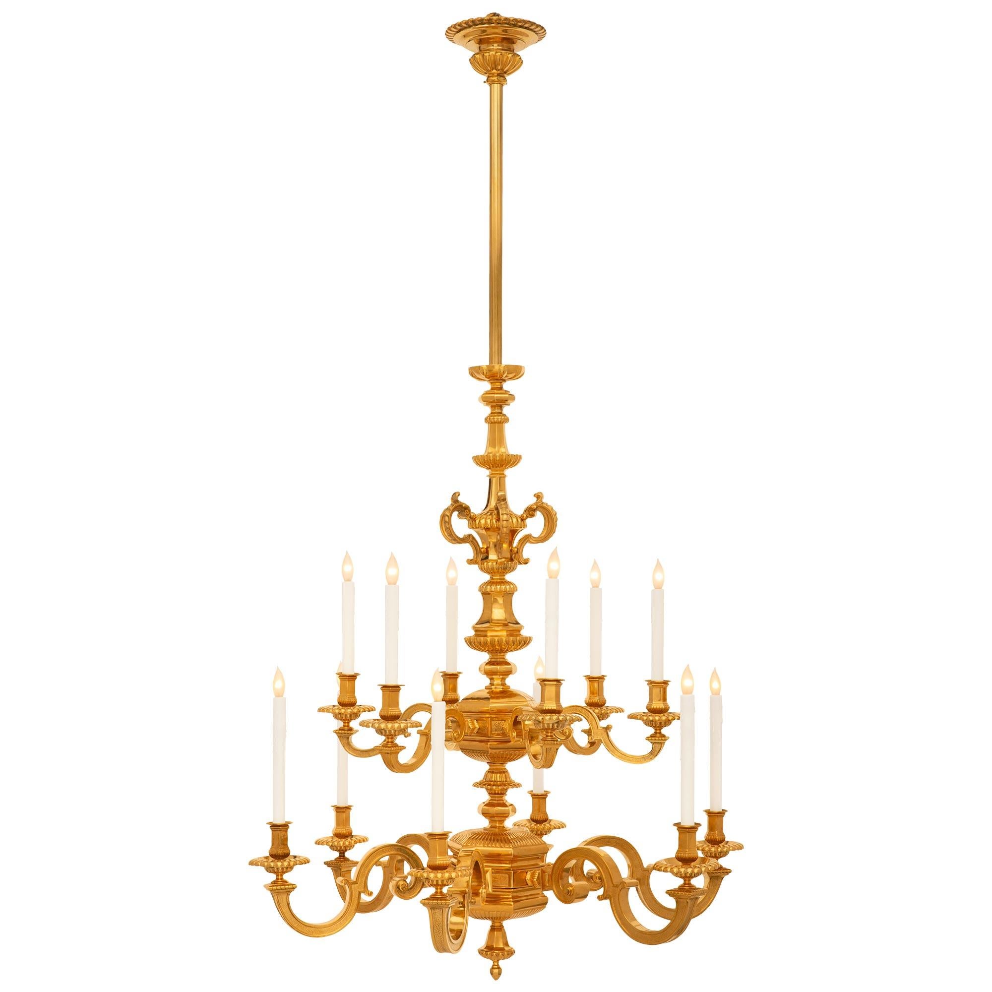 French 19th century Louis XVI st. Ormolu chandelier In Good Condition For Sale In West Palm Beach, FL