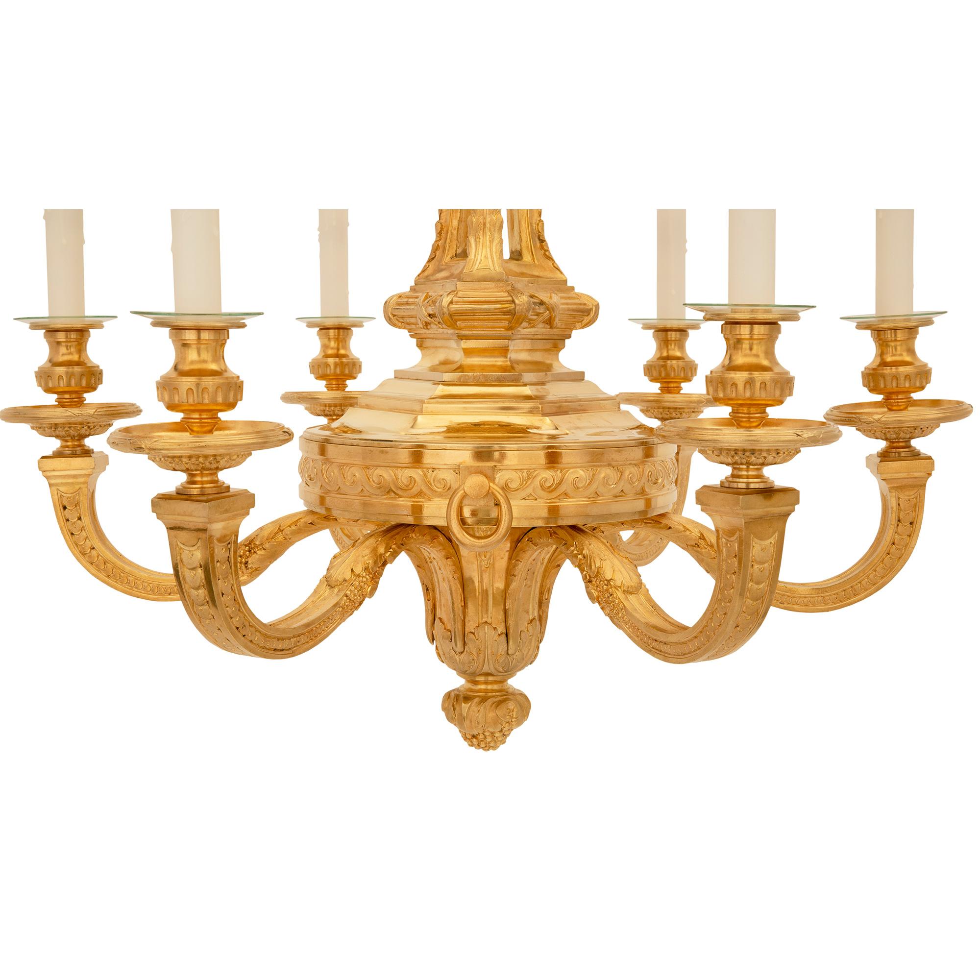 French 19th Century Louis XVI St. Ormolu Chandelier For Sale 2