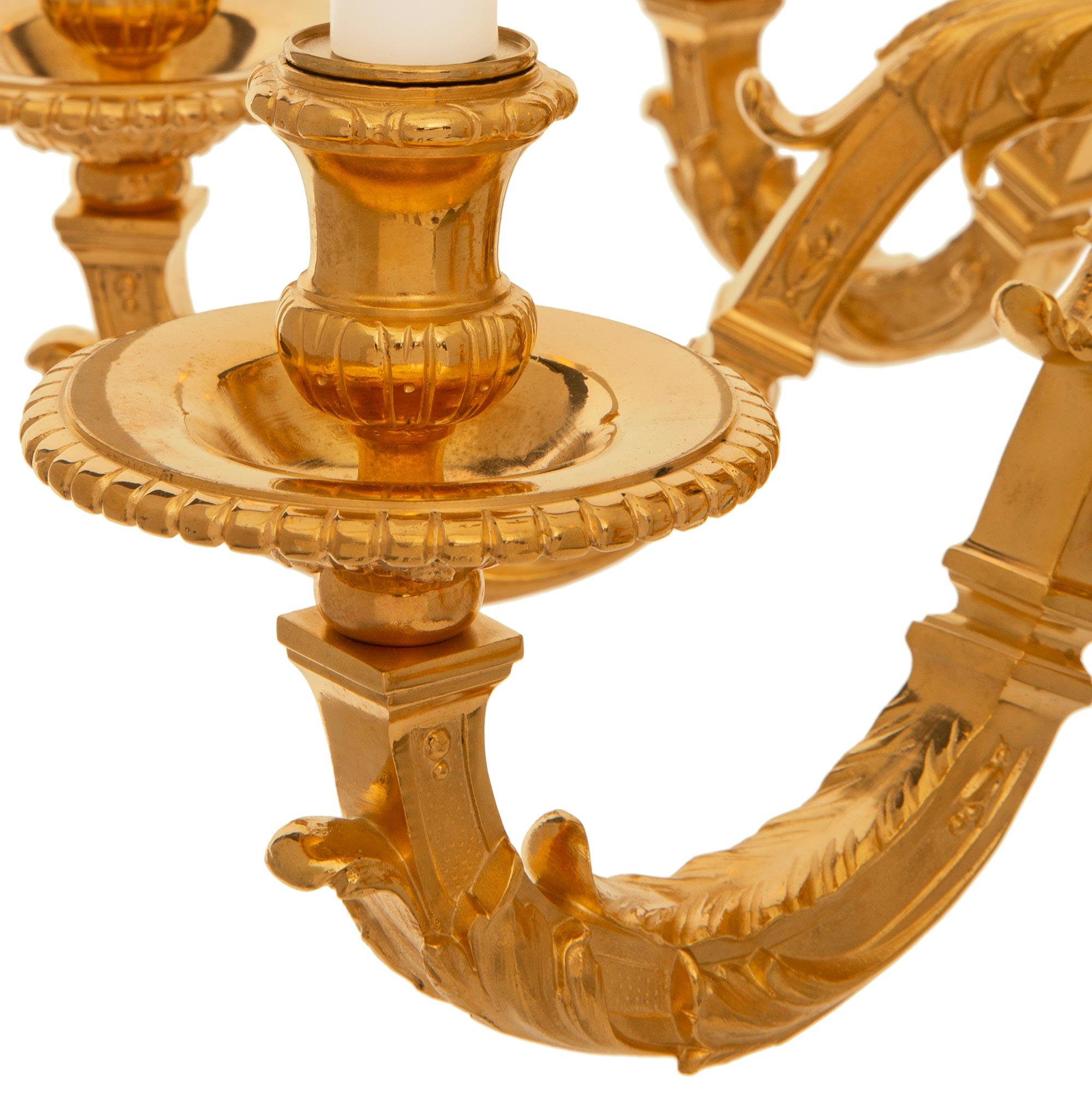 French 19th Century Louis XVI St. Ormolu Chandelier For Sale 3