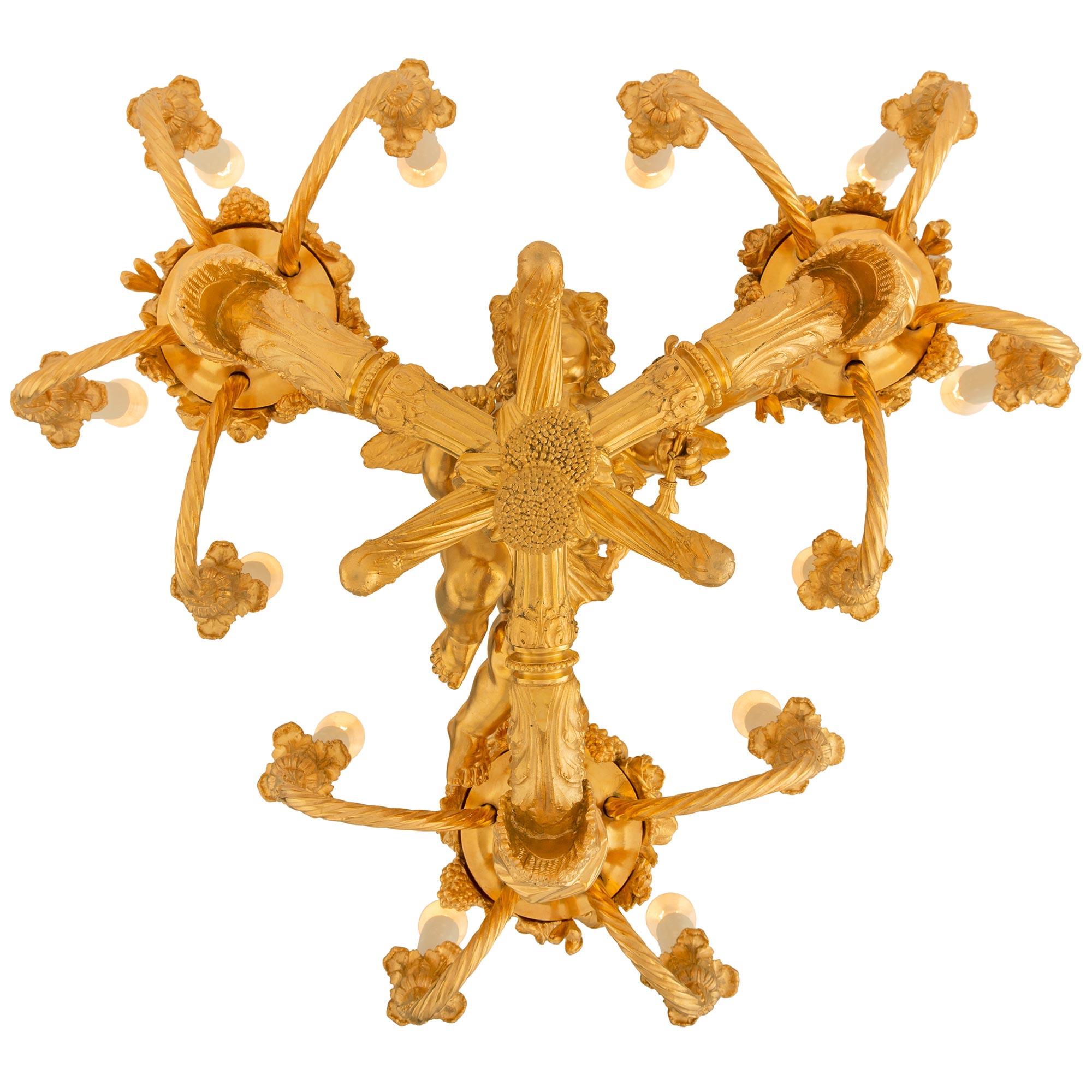 French 19th Century Louis XVI St. Ormolu Chandelier For Sale 6