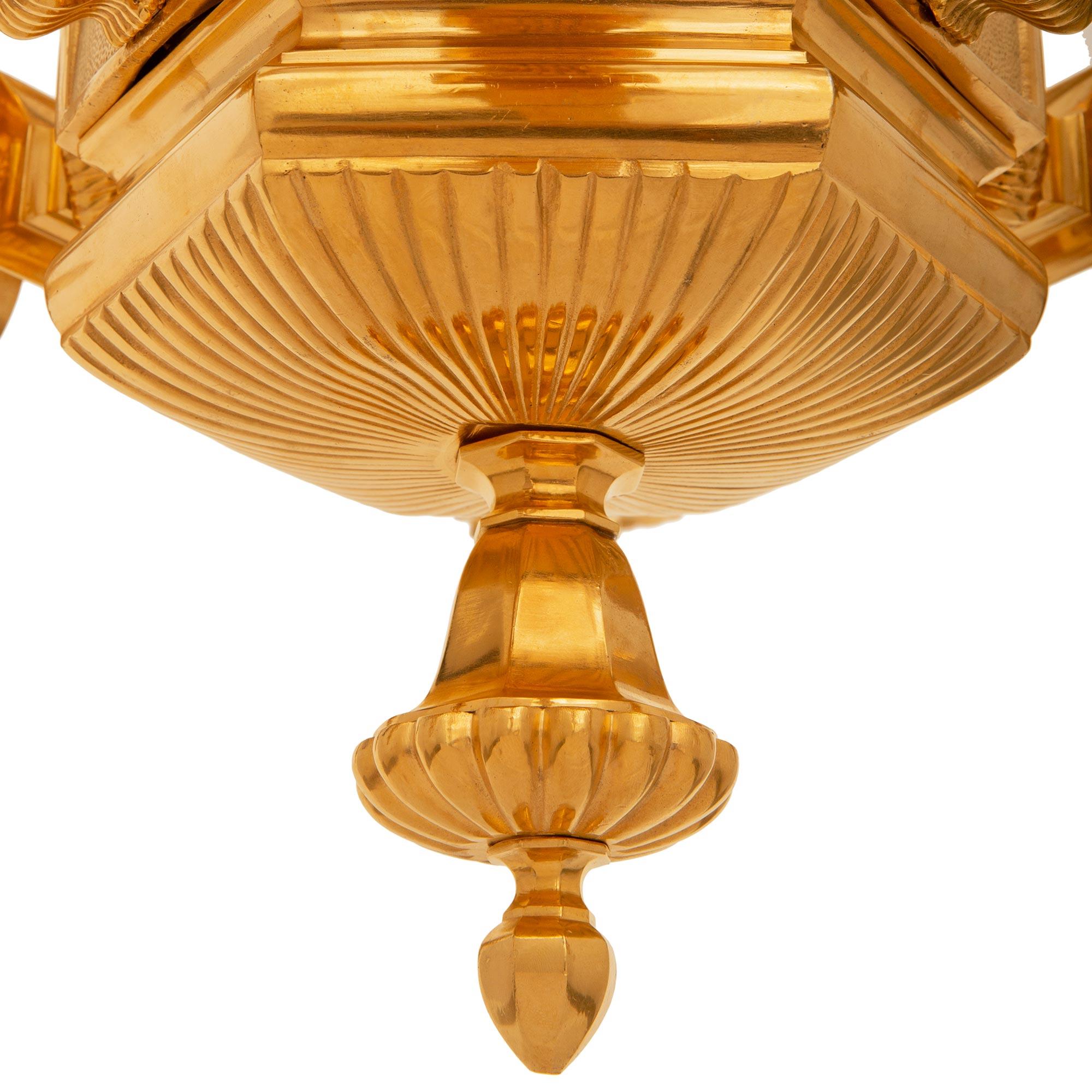 French 19th century Louis XVI st. Ormolu chandelier For Sale 5