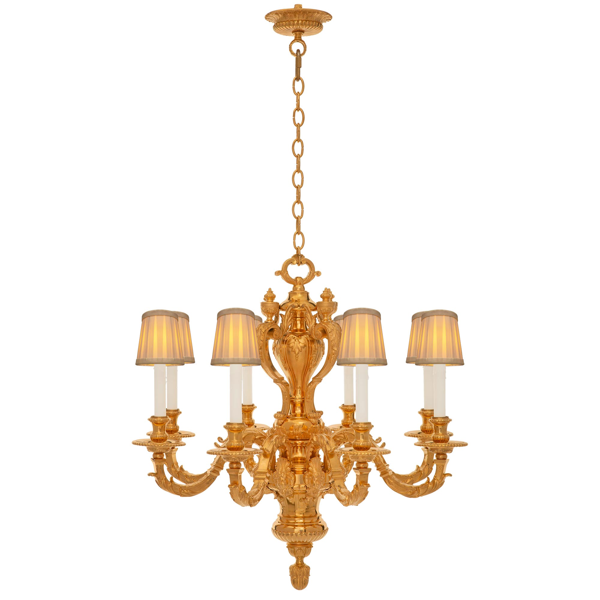 Lustre français du XIXe siècle en ormolu de style Louis XVI