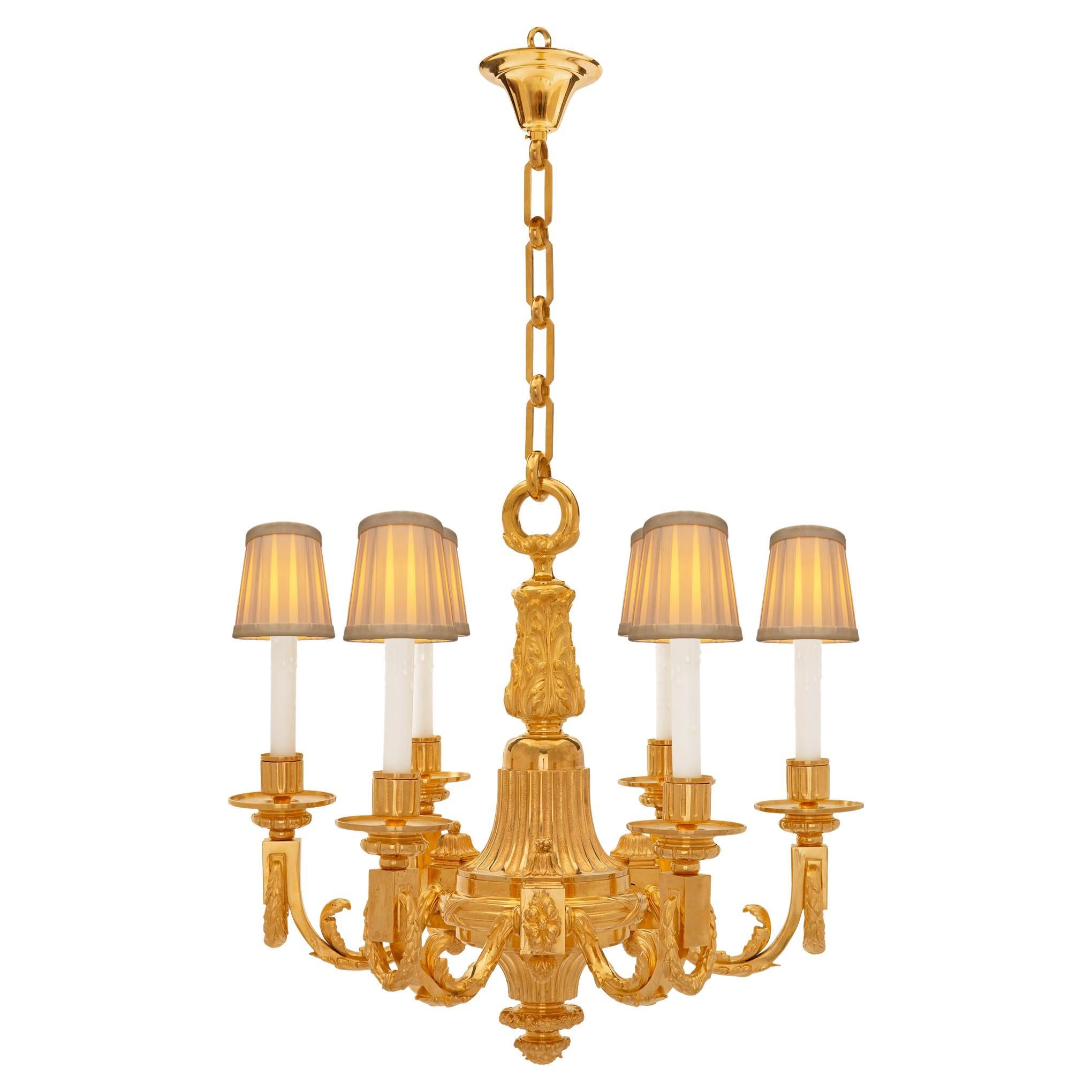 French 19th Century Louis XVI St. Ormolu Chandelier For Sale