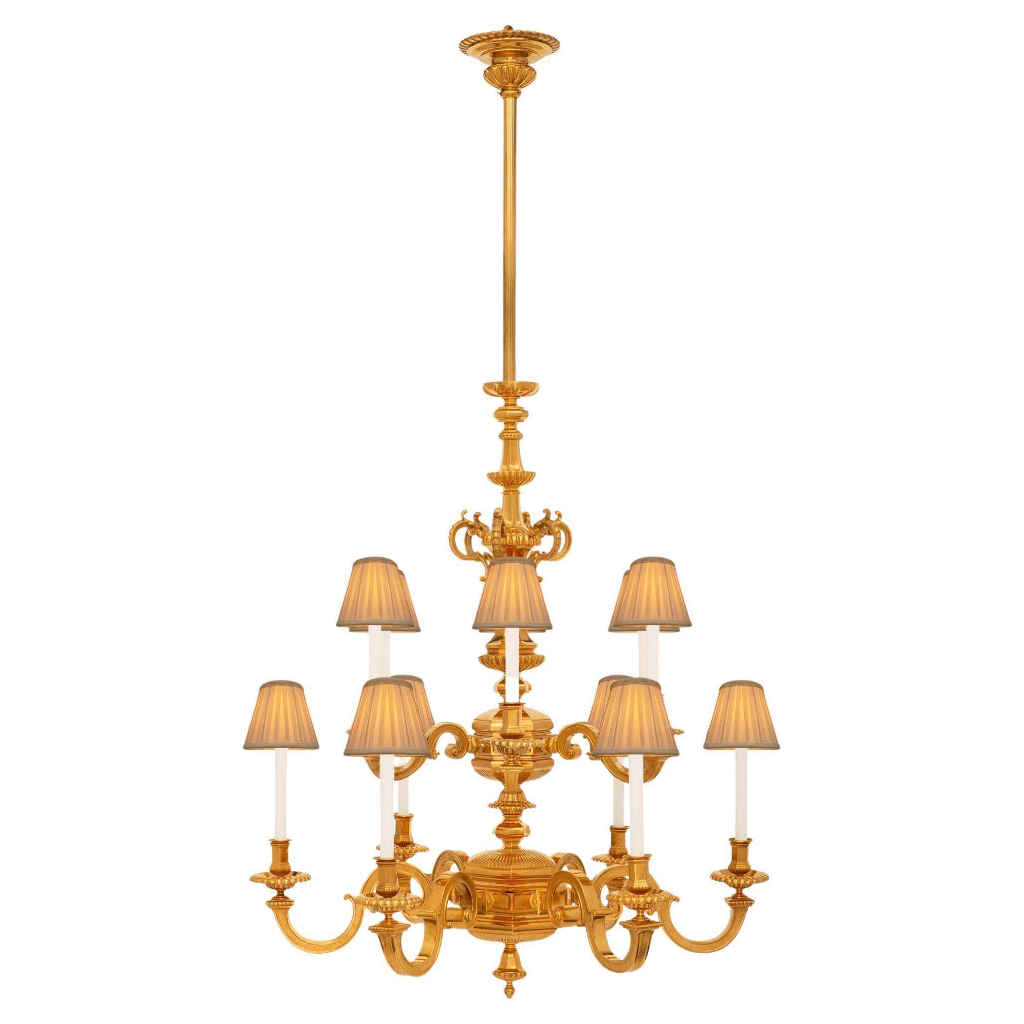 French 19th century Louis XVI st. Ormolu chandelier For Sale