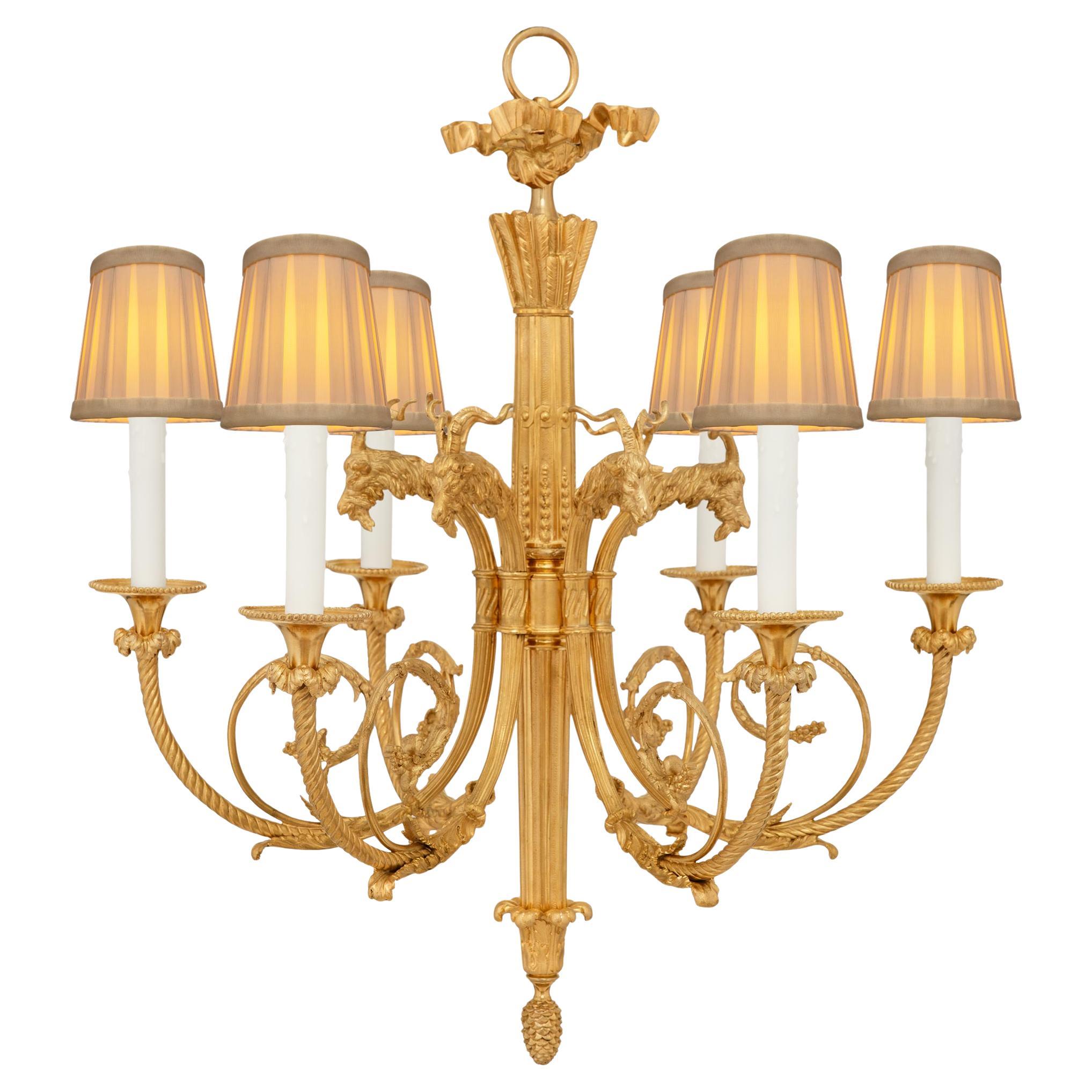 French 19th century Louis XVI st. Ormolu chandelier For Sale