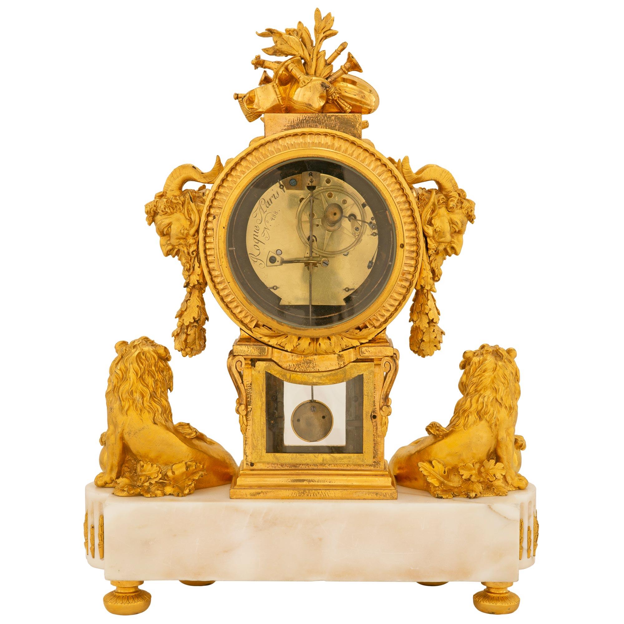 Goldbronze-Uhr von Roque, Paris, im Louis-XVI-Stil des 19. Jahrhunderts im Zustand „Gut“ im Angebot in West Palm Beach, FL