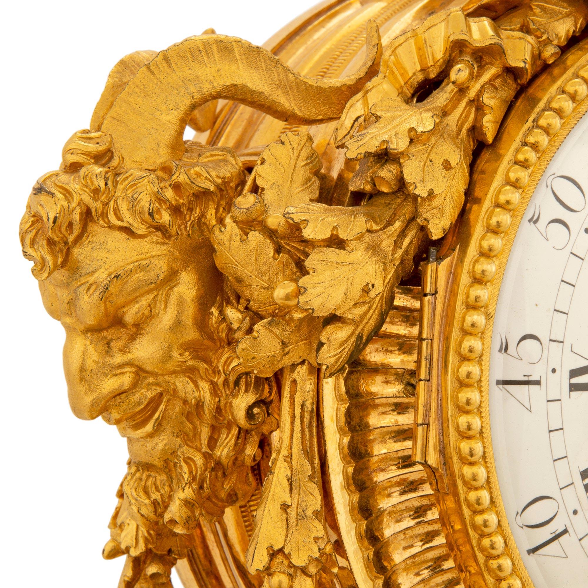 Goldbronze-Uhr von Roque, Paris, im Louis-XVI-Stil des 19. Jahrhunderts im Angebot 2