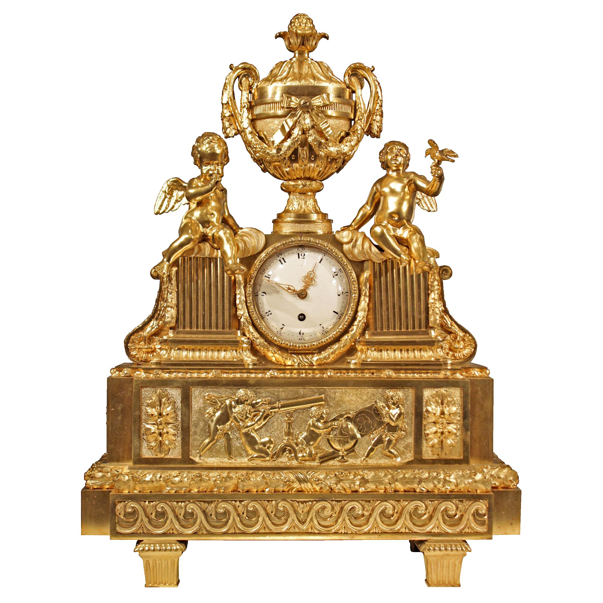 French 19th Century Louis XVI Style Ormolu Clock For Sale at 1stDibs