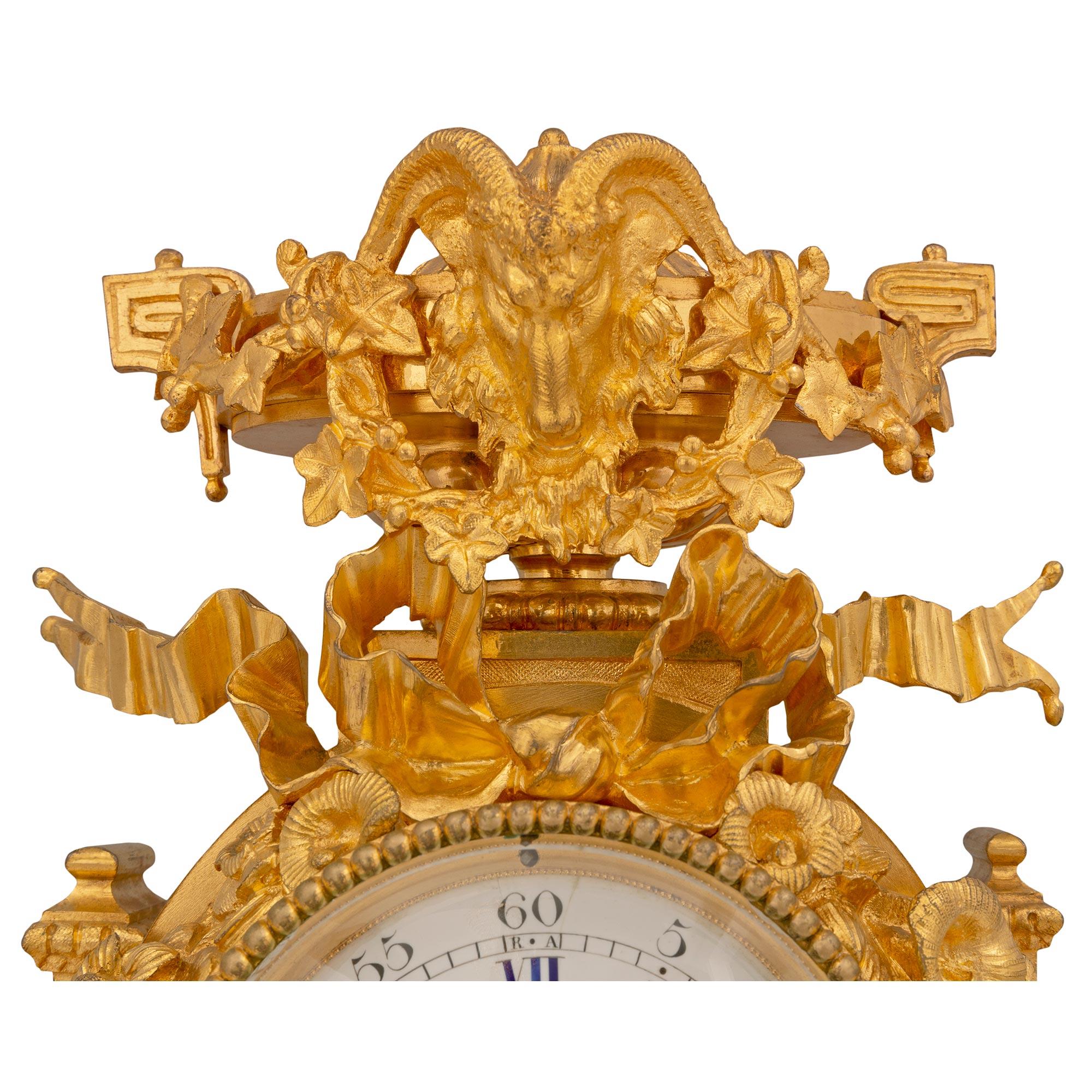 French 19th Century Louis XVI St. Ormolu Clock, Signed Bazzo, A. Angers In Good Condition In West Palm Beach, FL