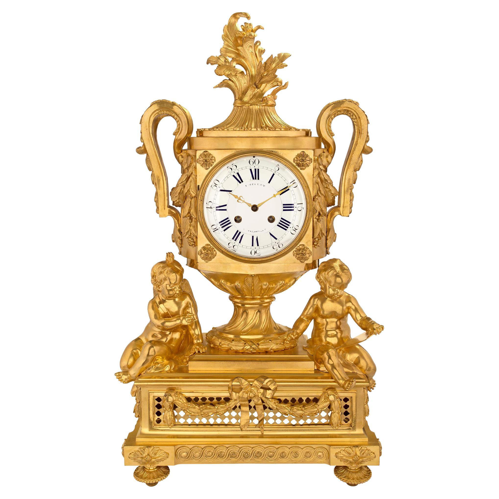 Französisch 19. Jahrhundert Louis XVI St. Ormolu Uhr Signiert Cheuret À Marseille