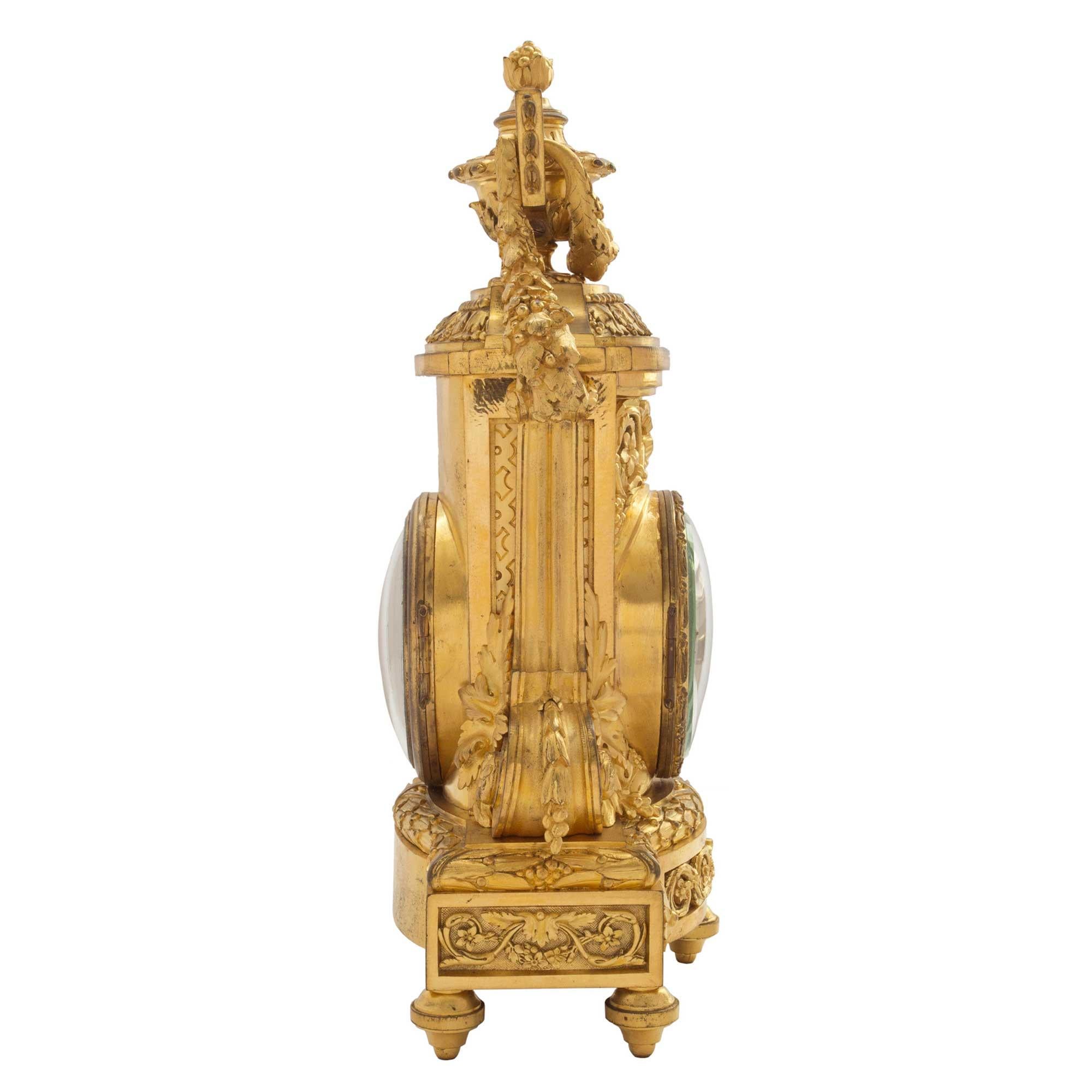 French 19th Century Louis XVI St. Ormolu Clock Signed F. Barbedienne In Good Condition For Sale In West Palm Beach, FL