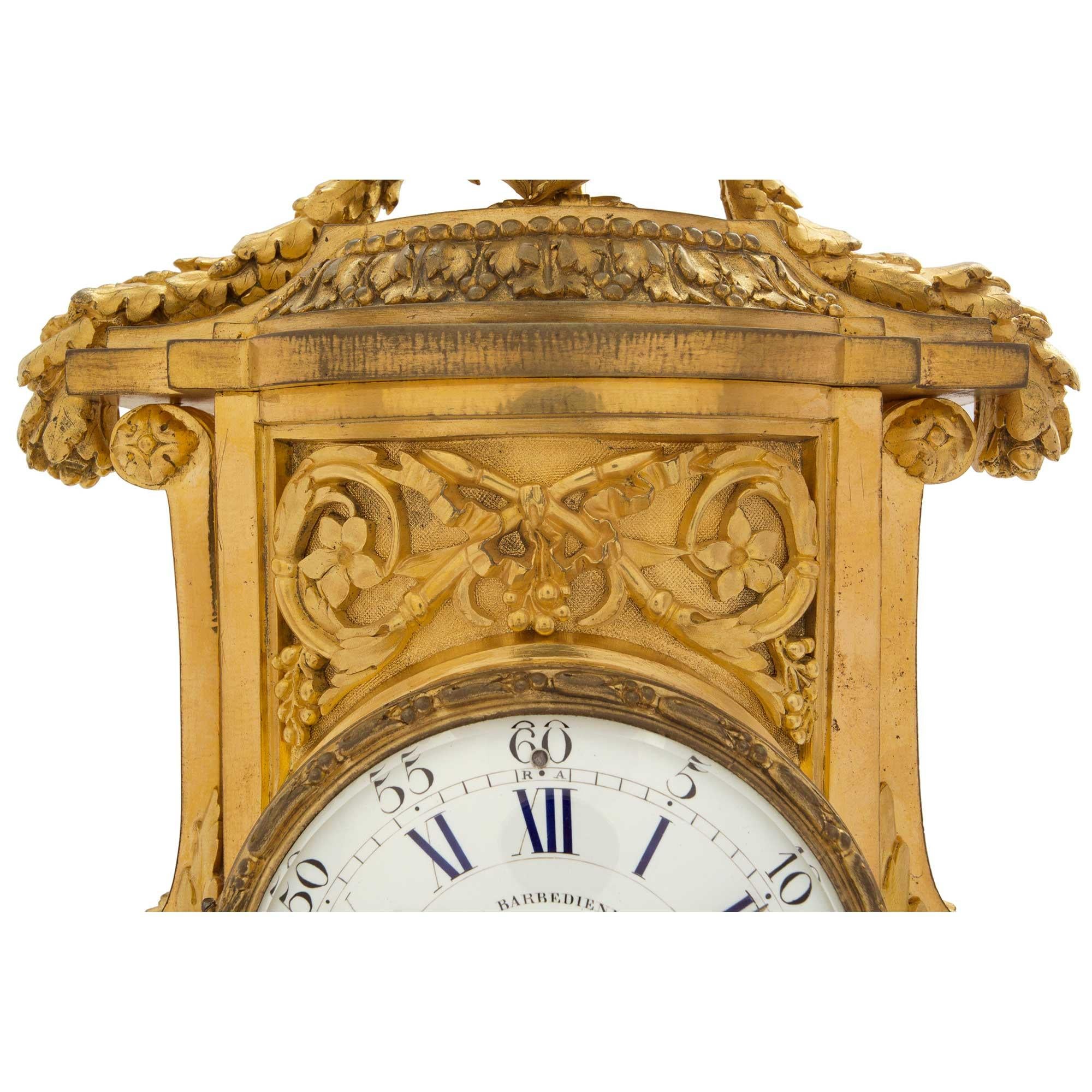 French 19th Century Louis XVI St. Ormolu Clock Signed F. Barbedienne For Sale 2