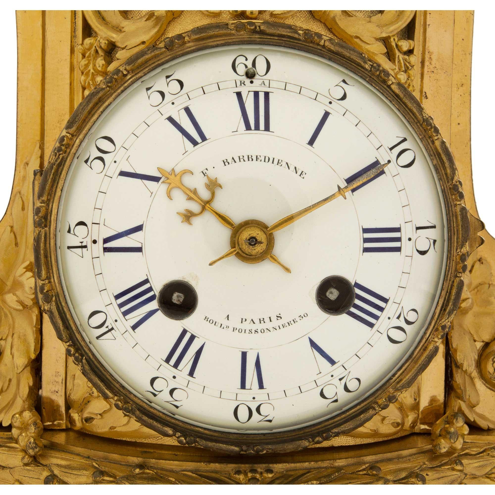 French 19th Century Louis XVI St. Ormolu Clock Signed F. Barbedienne For Sale 3