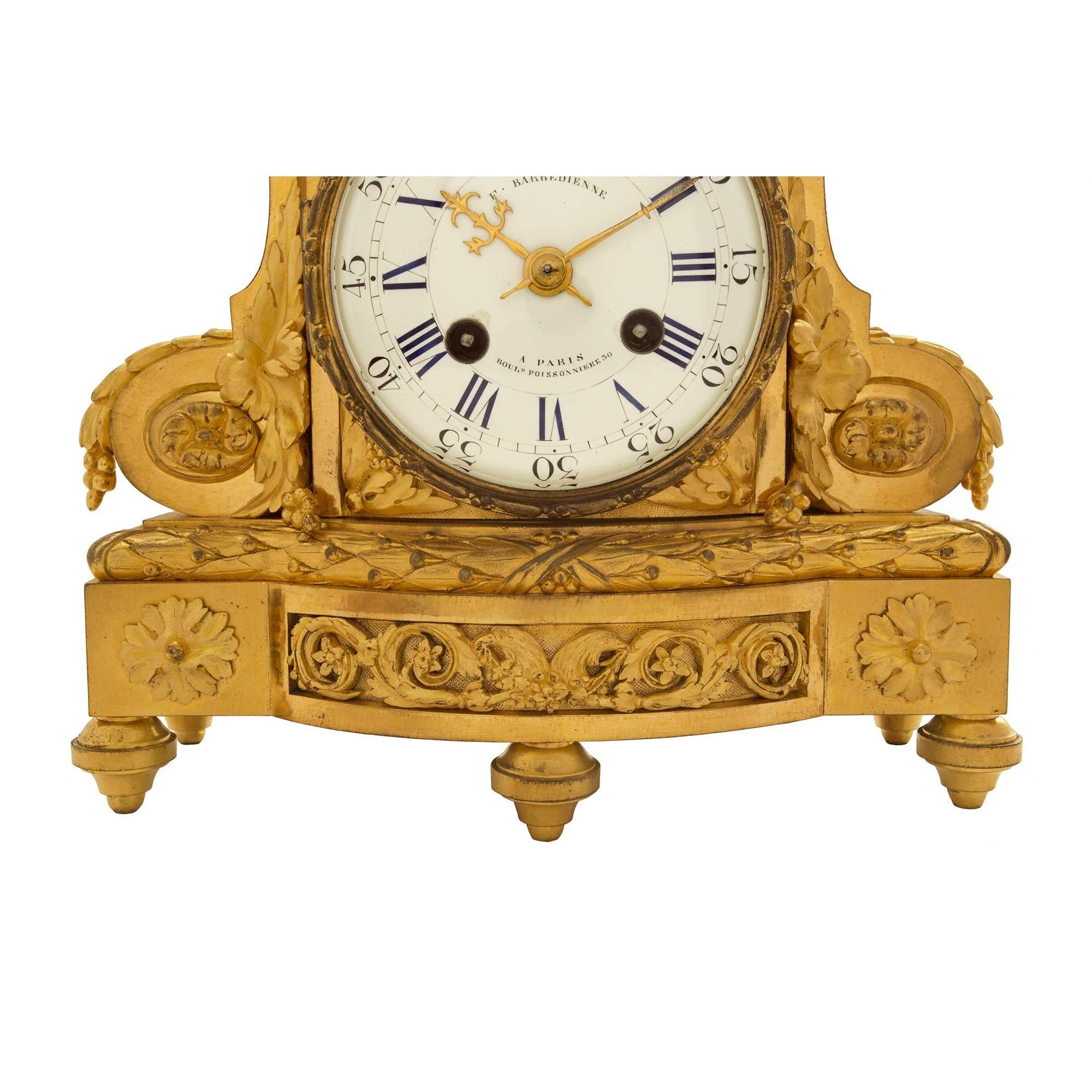 French 19th Century Louis XVI St. Ormolu Clock Signed F. Barbedienne For Sale 4