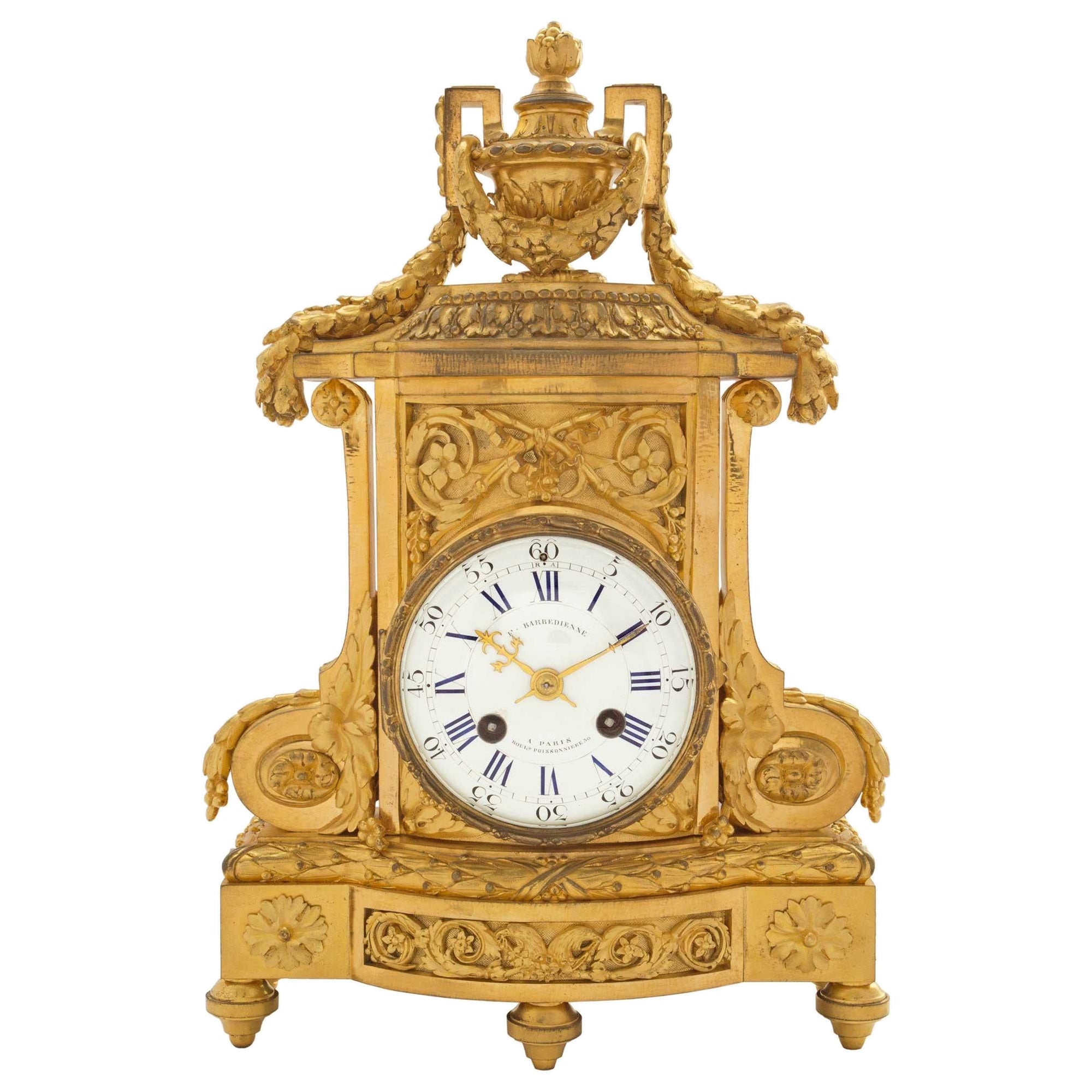 French 19th Century Louis XVI St. Ormolu Clock Signed F. Barbedienne
